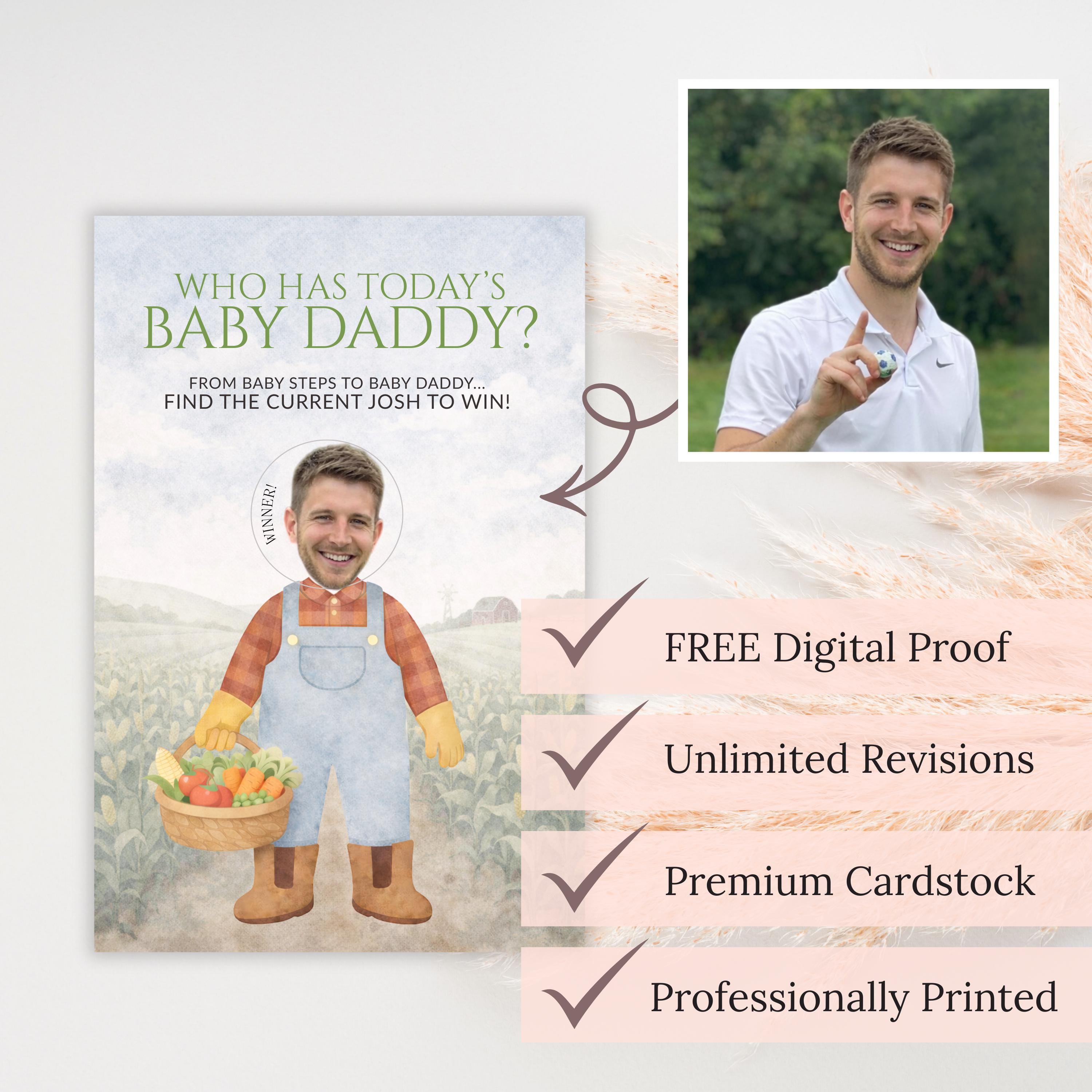 Locally Grown Baby Shower Game Neutral Farmer's Market Baby Shower Scratch Off Game Who Has Today's Baby Daddy? Market Theme Unique