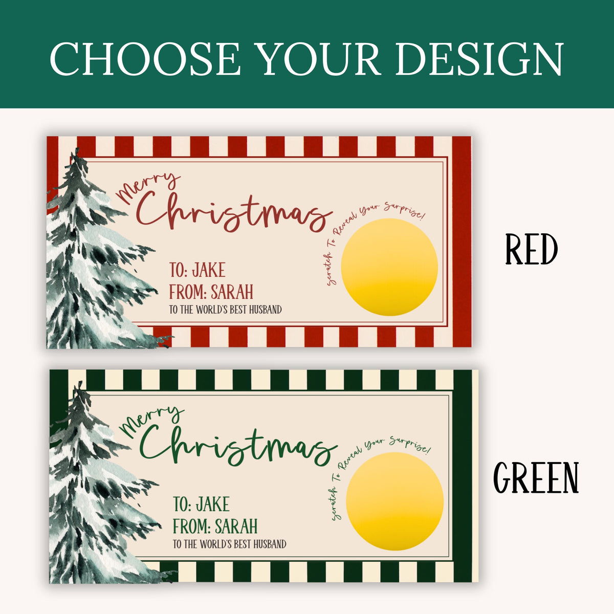 Custom Merry Christmas Gift Voucher For Kids Christmas Scratch Off Surprise Reveal Holiday Theme Personalized Christmas Card with Envelope - CÔTIER BRAND
