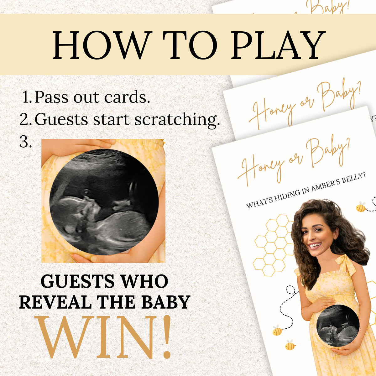 Custom A Little Honey Is On The Way Baby Shower Game Bumble Bee Baby Shower Scratch Off Game Honey or Baby? Mama To Bee Themed Neutral - CÔTIER BRAND