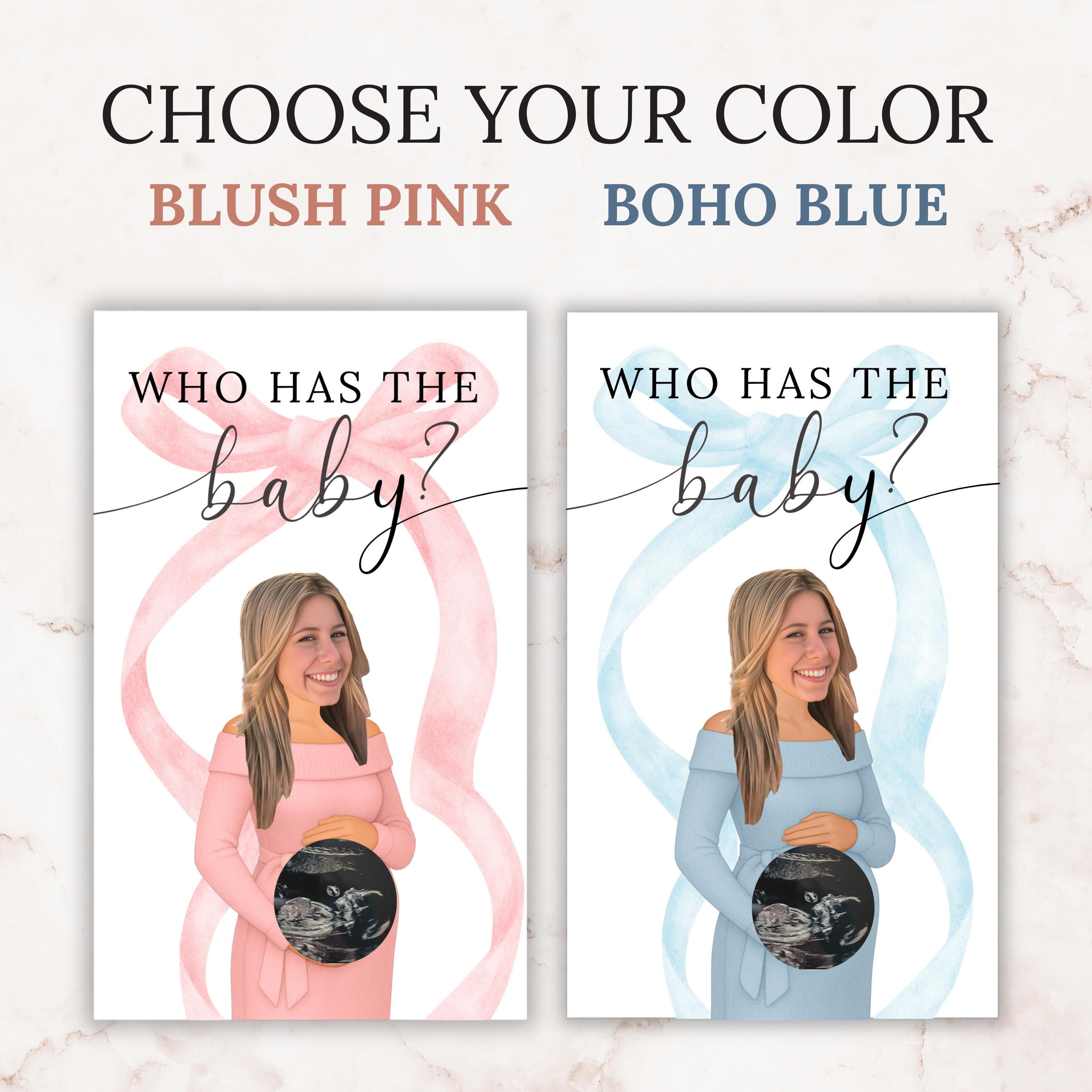 Custom Boy Baby Shower Game Blue Bow Baby Shower Scratch Off Game Who Has The Baby? Boho Blue Coquette Bow Themed Baby Boy Shower Games