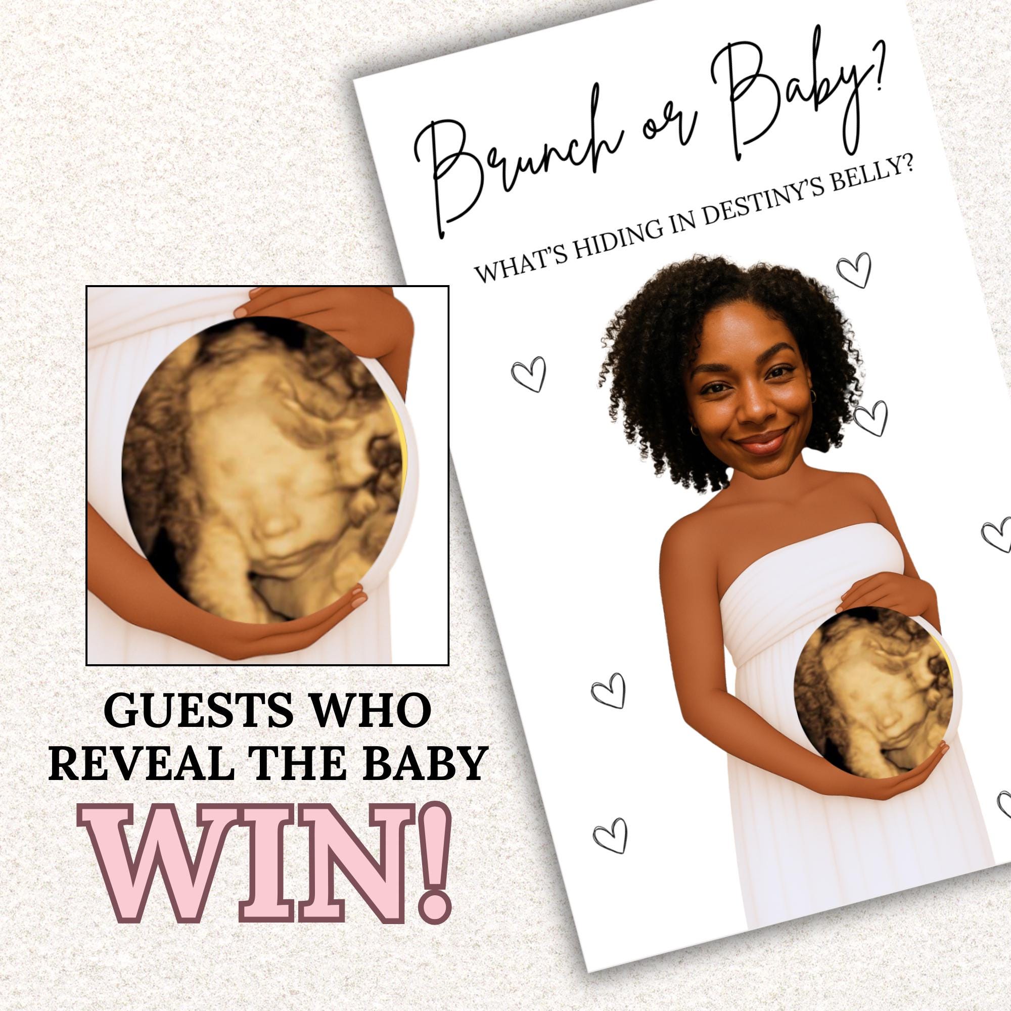 Funny Custom Black Baby Shower Scratch Off Game Brunch or Baby? Baby Shower Scratch Off Tickets African American Baby Shower Games Mom To Be