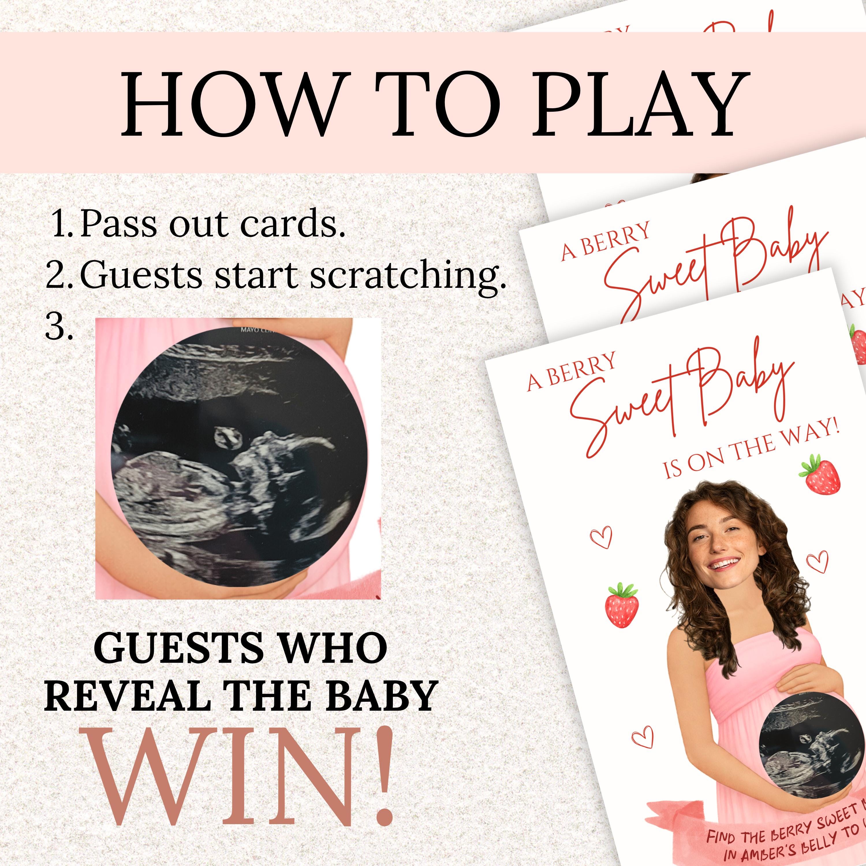 Baby Shower Scratch Off Game Strawberries or Baby? Custom Berry Sweet Baby Shower Scratch Off Tickets Strawberry Baby Shower Game Red