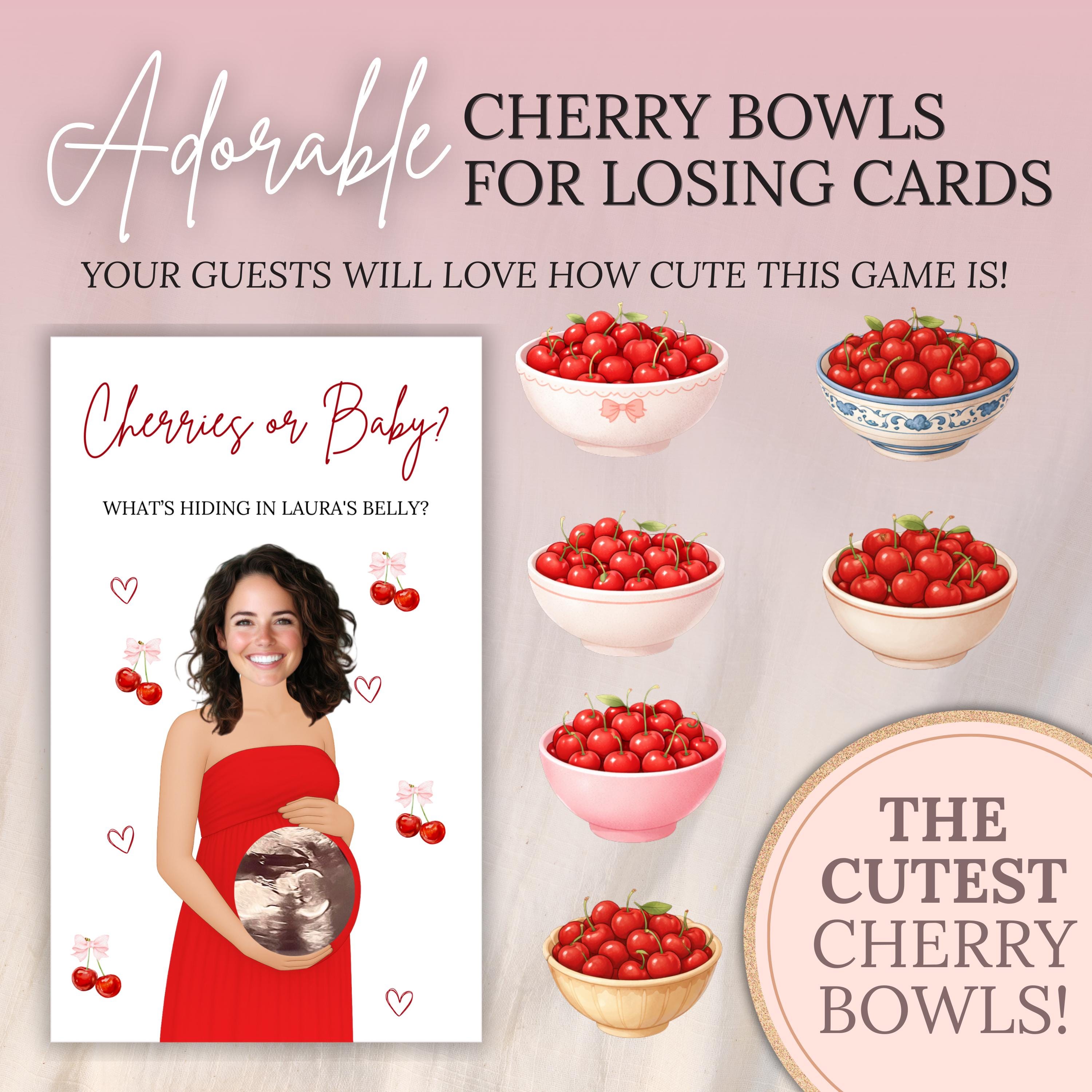 Custom Cherry On Top Baby Shower Game Cherry Themed Baby Shower Scratch Off Game Funny She's The Cherry On Top Party Game Cherries or Baby?