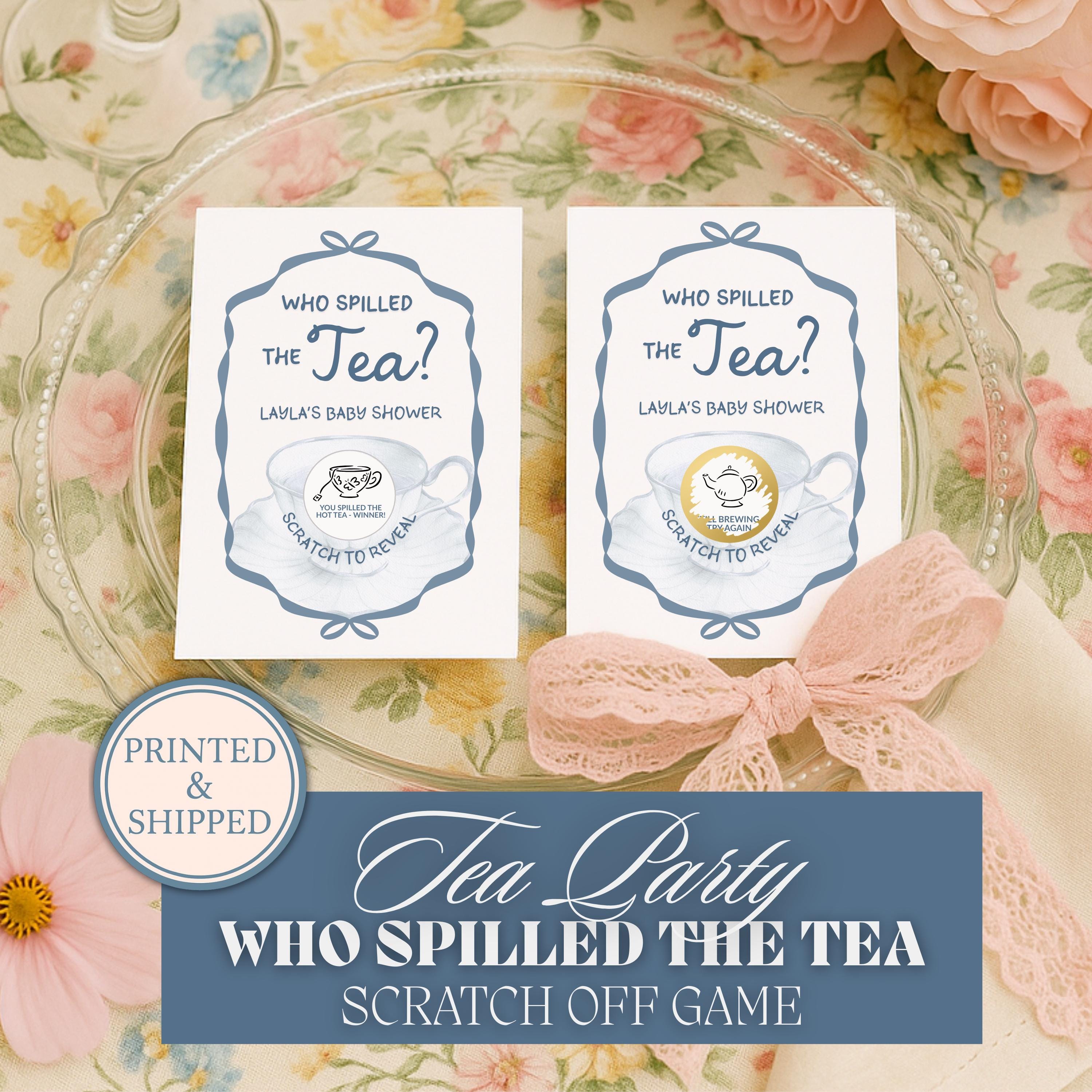 Tea Baby Shower Scratch Off Game Afternoon Tea Party Baby Shower Game