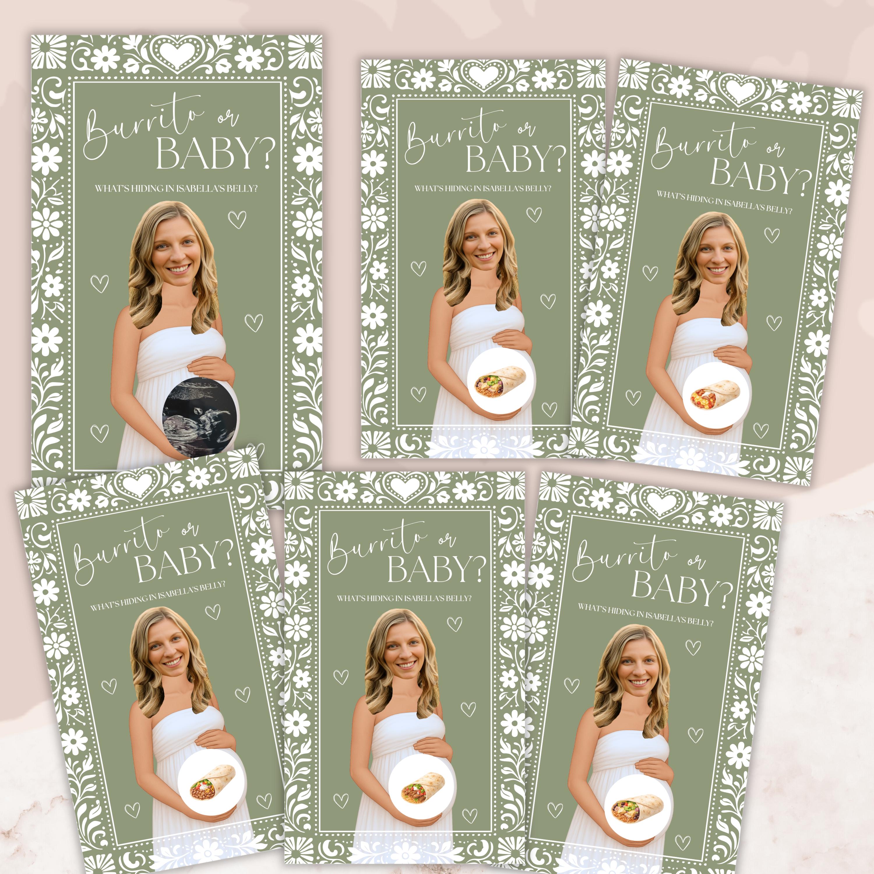 Custom Cielito Lindo Baby Shower Boy Scratch Off Game Burrito or Baby? Papel Picado Mexican Baby Shower Game Blue Talavera Party Game