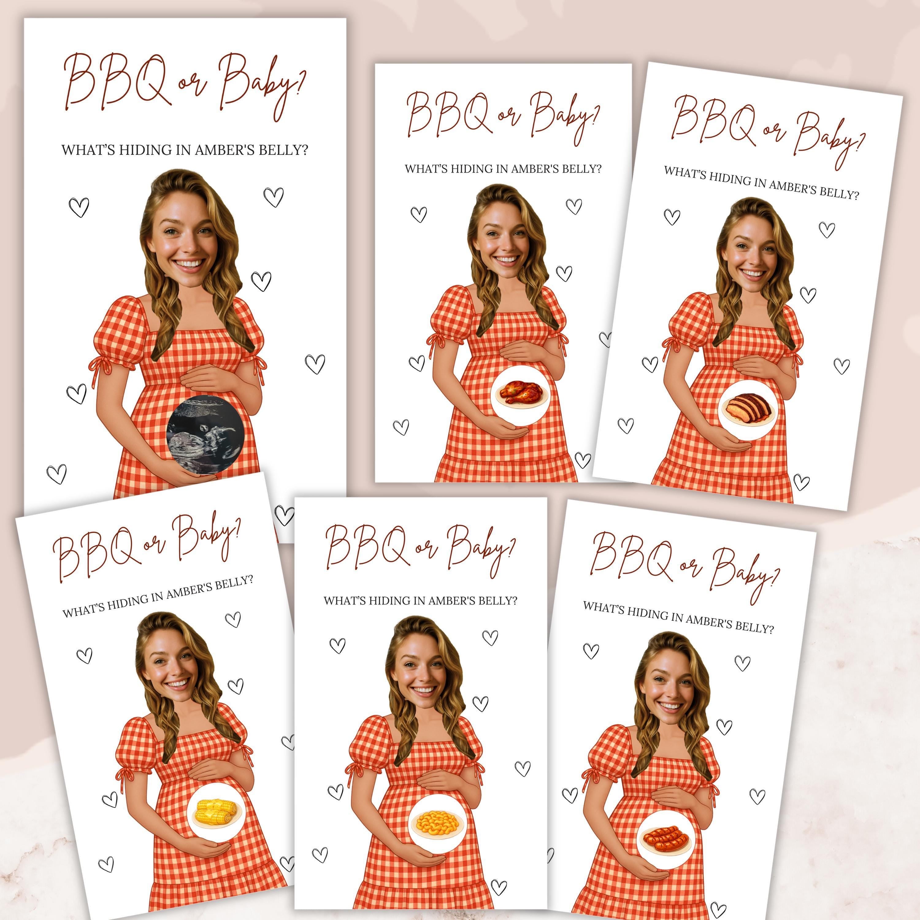Personalized Baby Q Baby Shower Game Backyard BBQ Baby Shower Scratch Off Game BBQ or Baby Party Game Printed Coed Red Blue Gingham