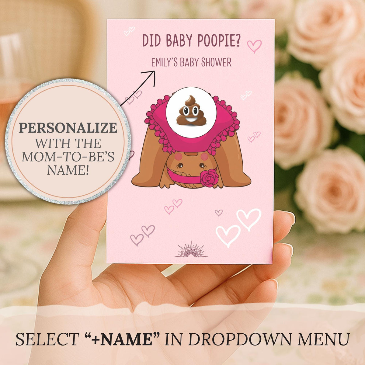 Pink Baby Shower Game Girl, Black Baby Shower Scratch Off Game Funny, Fun Did Baby Poopie Party Game, Unique Black Baby Shower Games Coed - CÔTIER BRAND