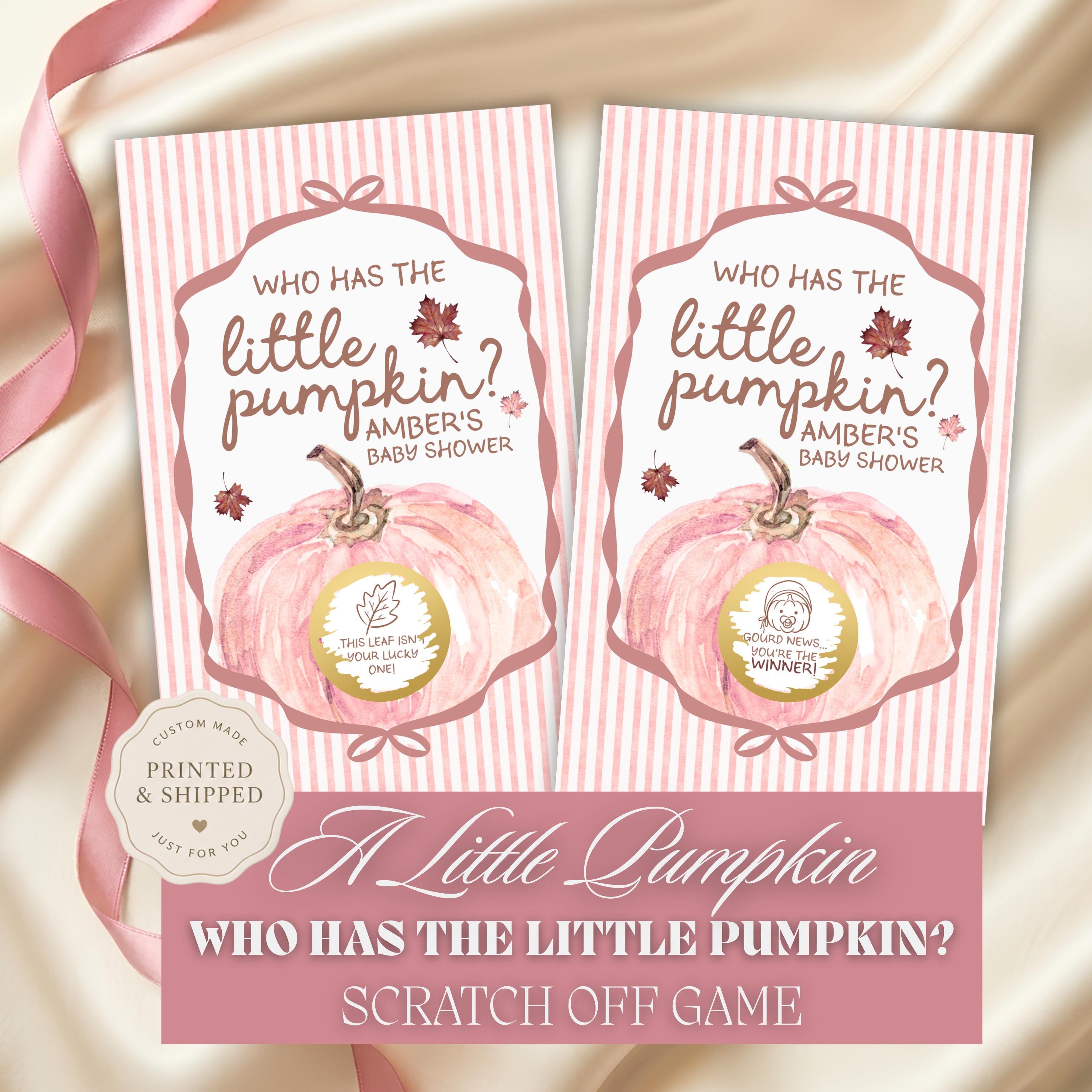 Custom A Little Pumpkin Girl Baby Shower Game, Pink Pumpkin Themed Baby Shower Scratch Off Game Who Has the Little Pumpkin? Fall Shower