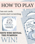 Custom A Little Pumpkin Boy Baby Shower Game, Blue Pumpkin Themed Baby Shower Scratch Off Game Who Has the Little Pumpkin? Fall Shower