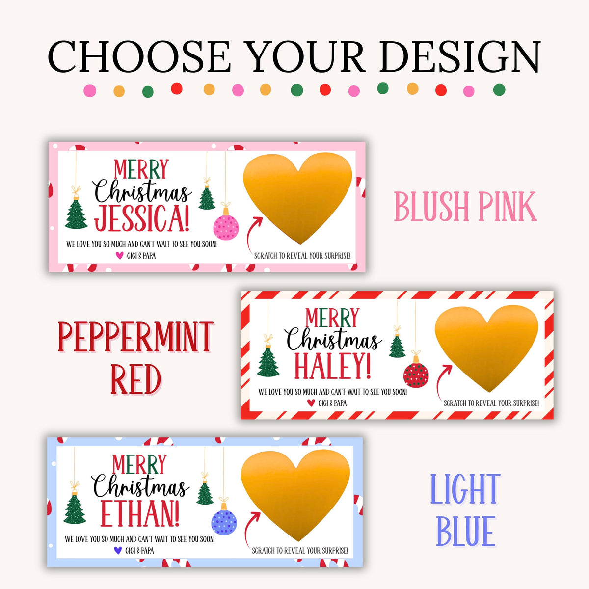 Custom Kids Christmas Voucher Scratch Off Gift Ticket Pink Surprise Reveal Holiday Scratch Coupon - CÔTIER BRAND
