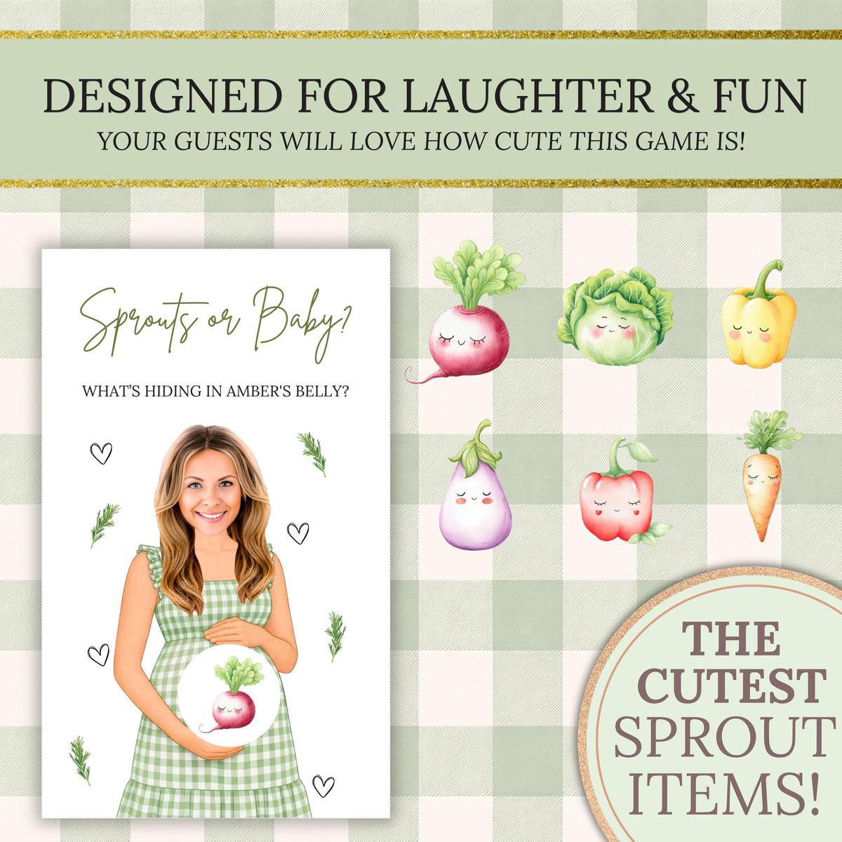 PRINTED + SHIPPED Garden Baby Shower Scratch Off Game Produce or Baby Neutral Boho Farmer's Market Baby Shower Lil Sprout Theme - CÔTIER BRAND