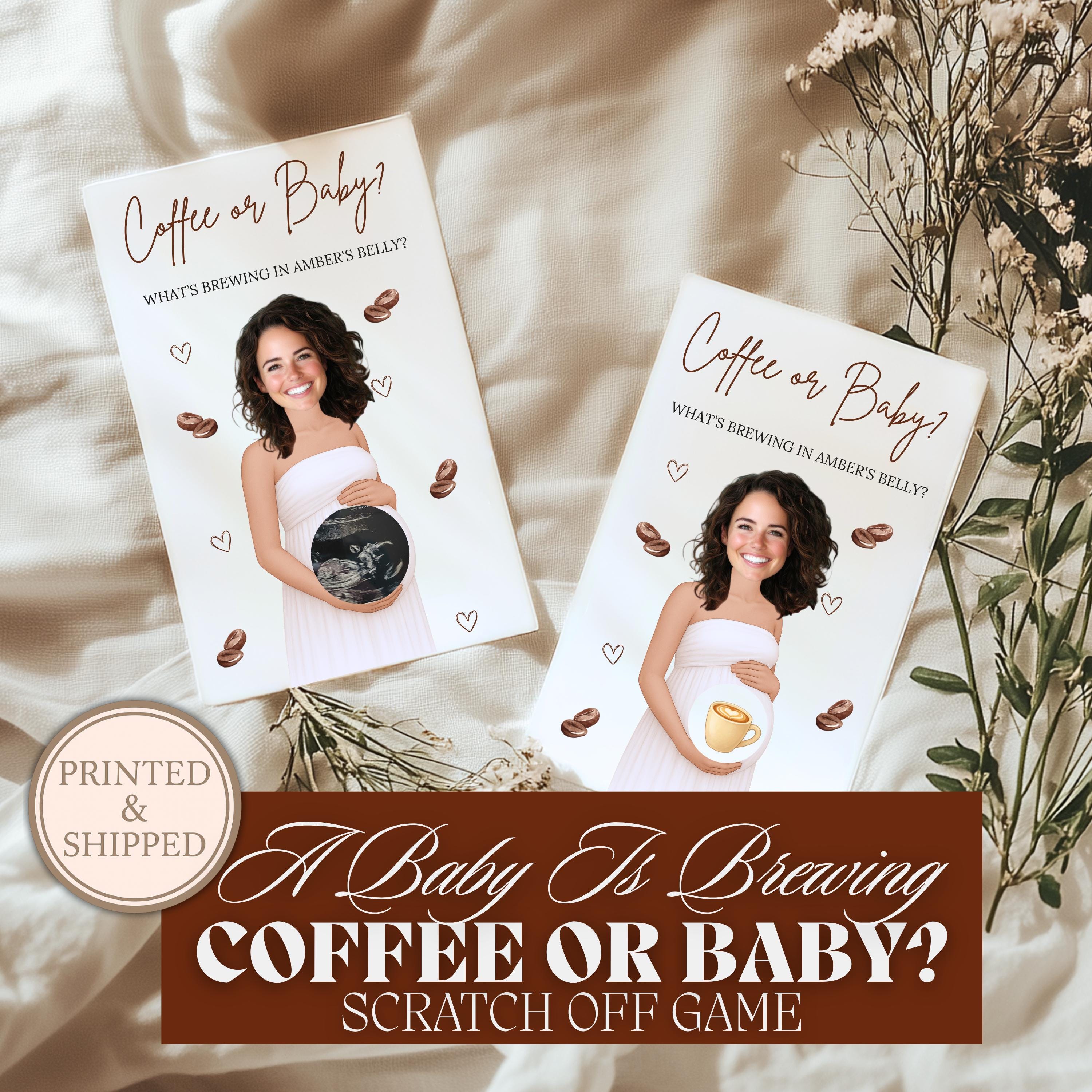 Personalized A Little Bean Is On The Way Baby Shower Game Brown Boho Coffee Themed Baby Shower Scratcher Cards Baby Brewing Printed