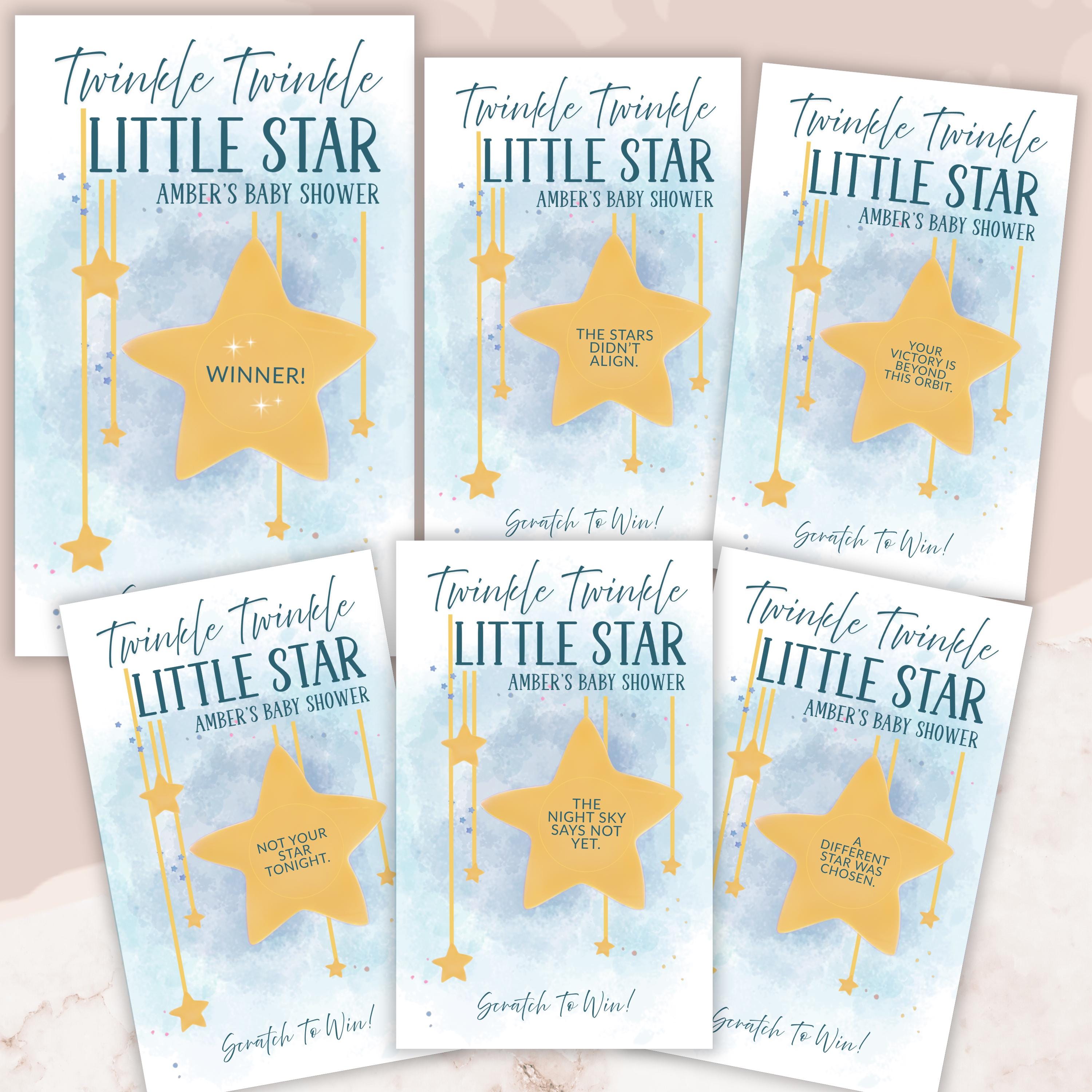 Custom Boy Twinkle Twinkle Little Star Baby Shower Game Dark Blue Stars Baby Shower Scratch Off Game Boho Celestial Baby Shower