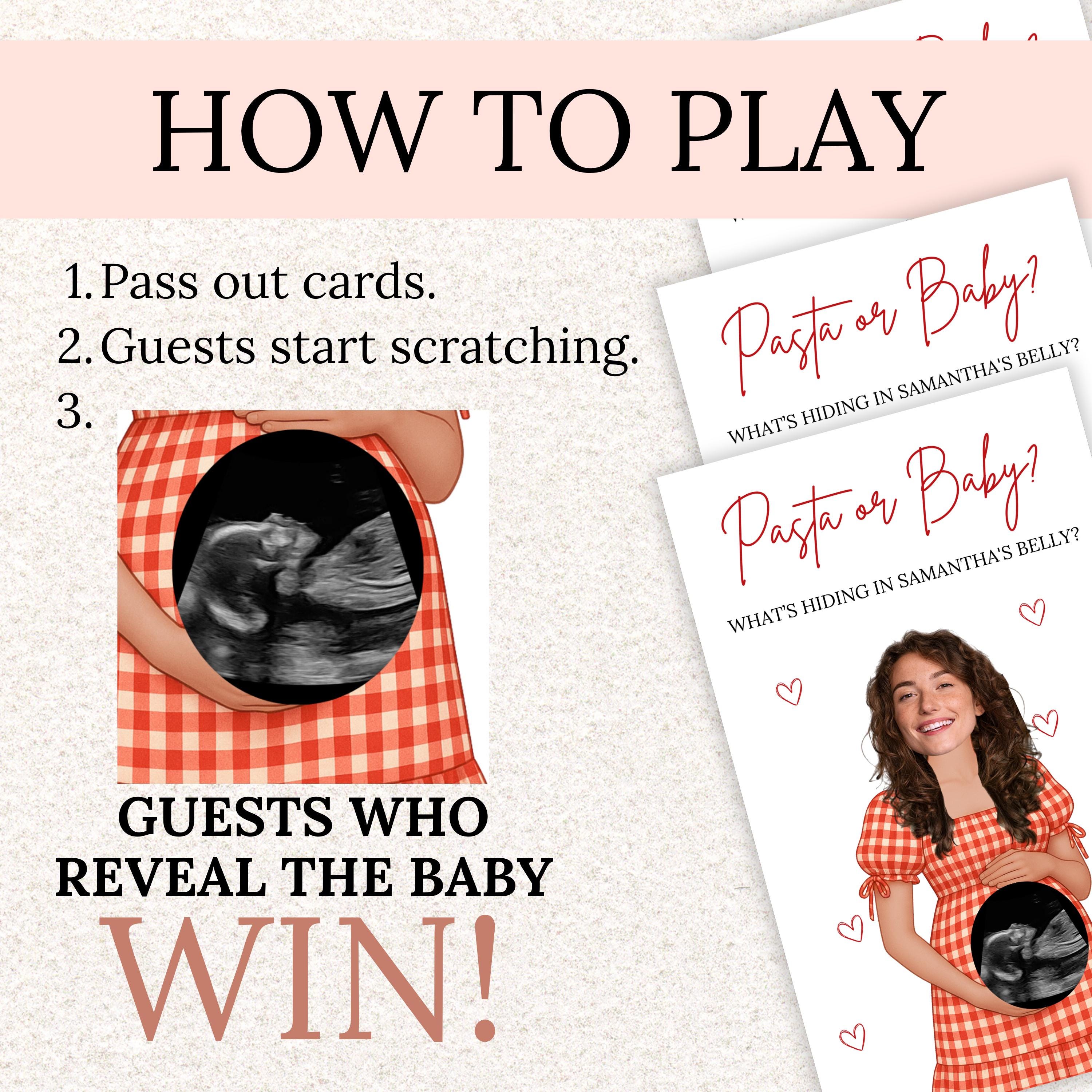 Funny Custom Baby Shower Scratch Off Game Pasta or Baby? Italian Baby Shower Scratch Off Tickets Pasta Baby Shower Games Ciao Baby Bambino