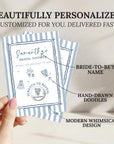 Something Blue Bridal Shower Game, Dusty Blue Wedding Shower Scratch Off Game Hand Drawn Whimsical Theme Blue Stripes PRINTED + SHIPPED - CÔTIER BRAND