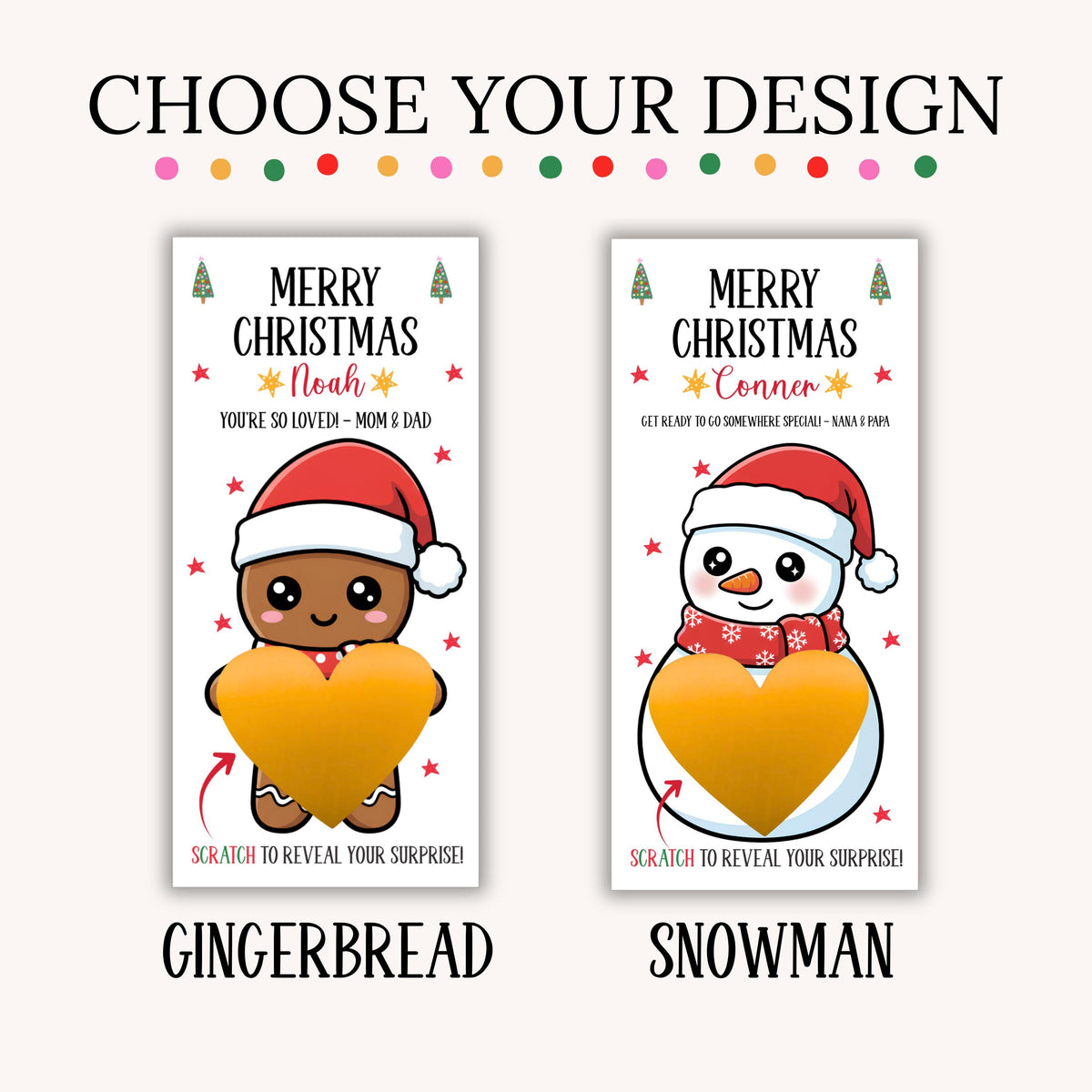 Personalized Merry Christmas Gift Voucher For Kids Christmas Scratch Off Surprise Reveal Holiday Theme Surprise Trip Reveal with Envelope - CÔTIER BRAND