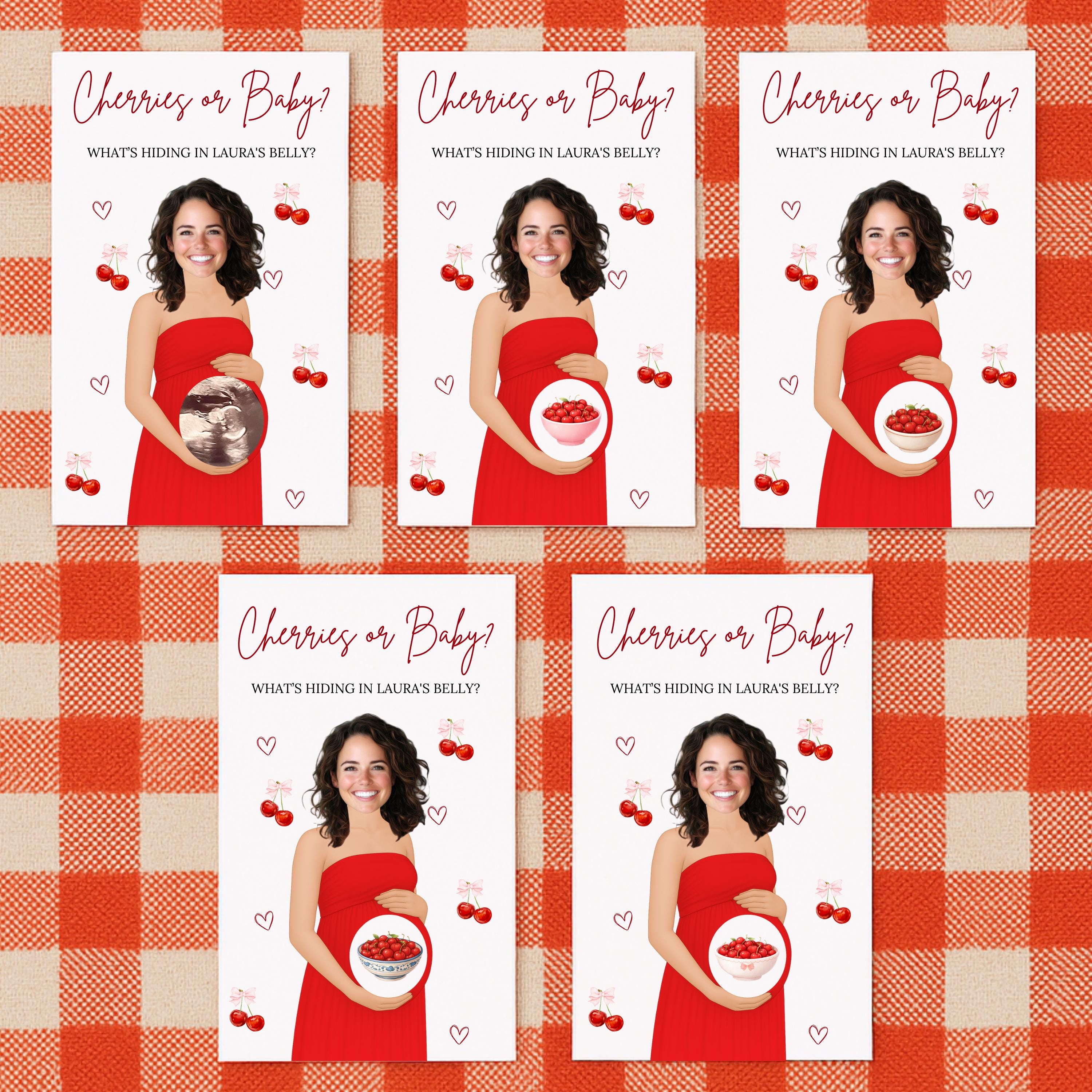 Custom Cherry On Top Baby Shower Game Cherry Themed Baby Shower Scratch Off Game Funny She's The Cherry On Top Party Game Cherries or Baby?