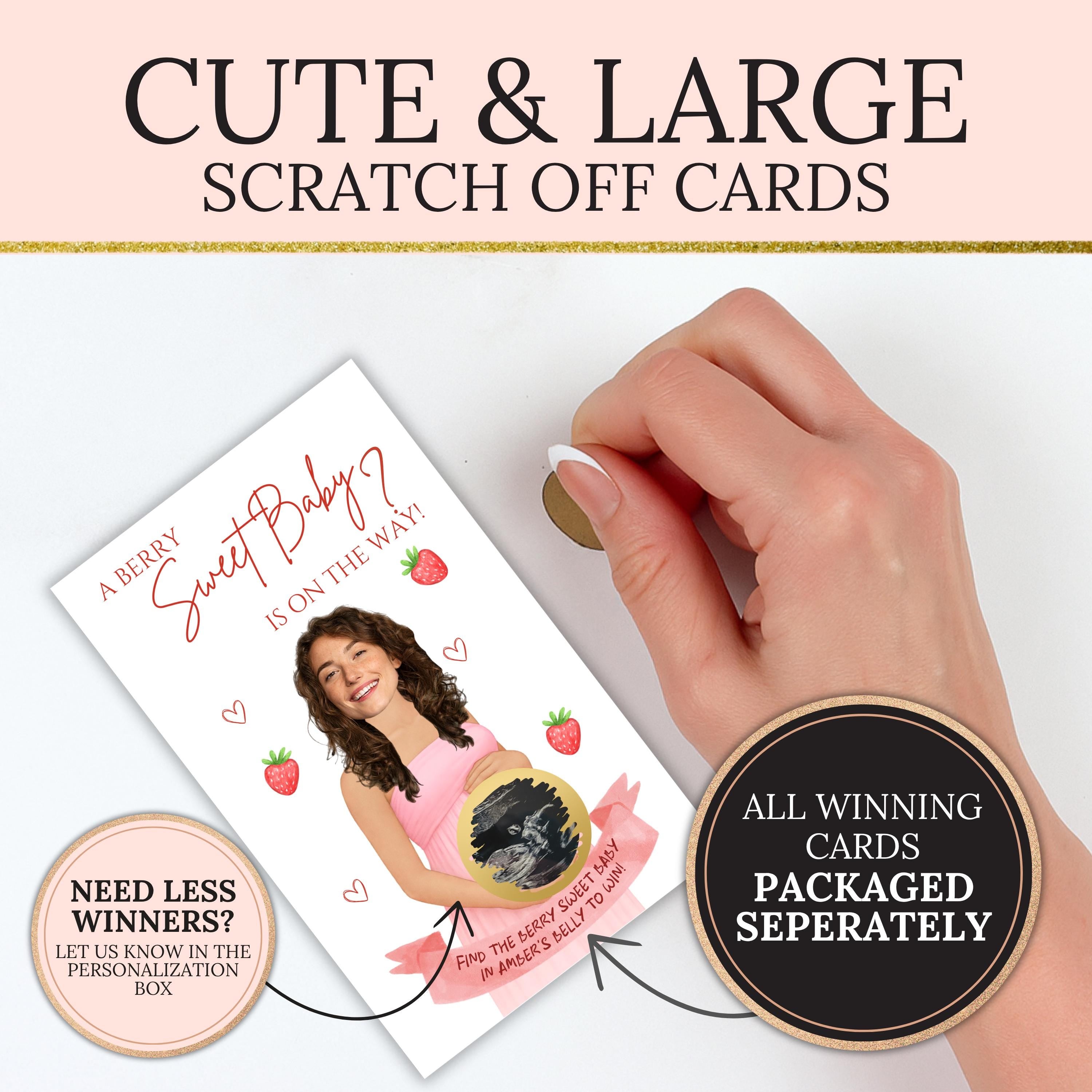 Baby Shower Scratch Off Game Strawberries or Baby? Custom Berry Sweet Baby Shower Scratch Off Tickets Strawberry Baby Shower Game Red