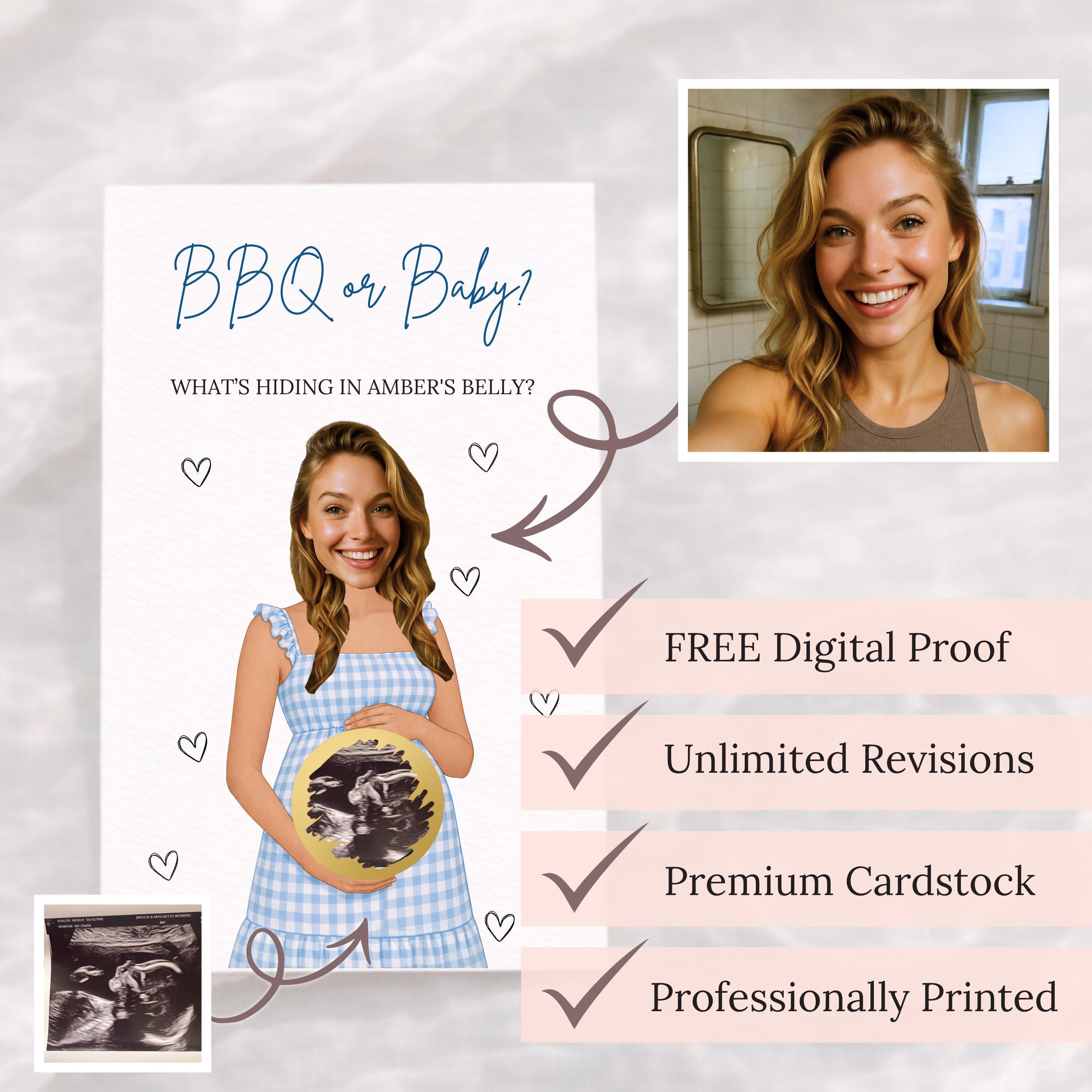 Personalized Baby Q Baby Shower Game Backyard BBQ Baby Shower Scratch Off Game BBQ or Baby Party Game Printed Coed Red Blue Gingham