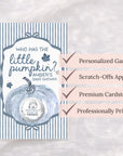 The image is a personalized baby shower invitation featuring a pumpkin theme.