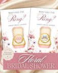 Pink Floral Bridal Shower Game, Pastel Watercolor Flower Bridal Shower Scratch Off Game, Love In Bloom Who Has The Ring