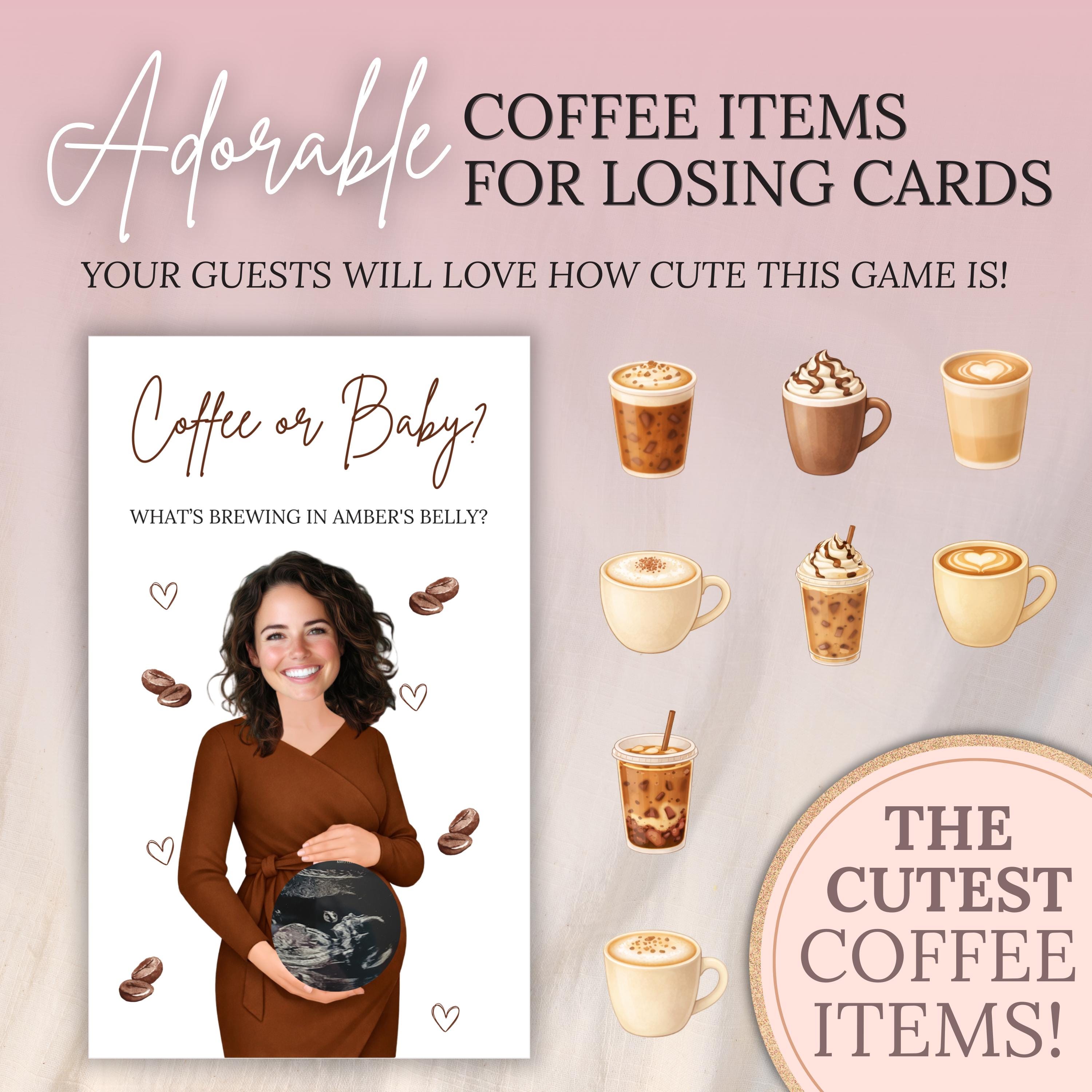 Coffee Themed Baby Shower Game Custom A Baby Is Brewing Baby Shower Scratch Off Game Coffee or Baby? Boho Cafe Bebe Baby Shower Game
