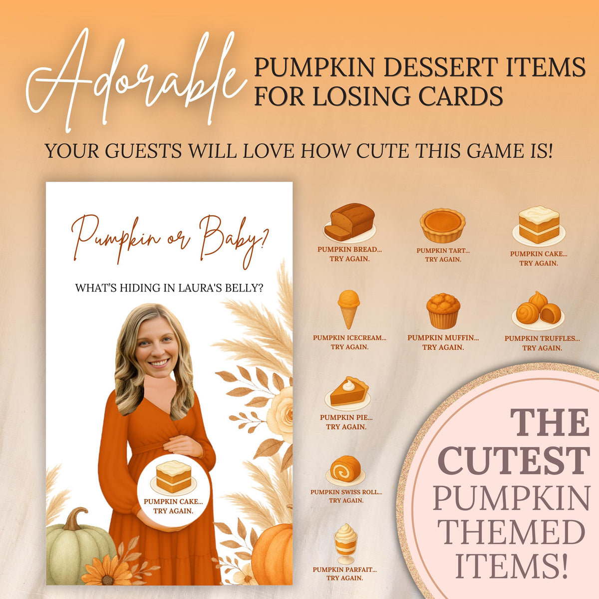 Custom Little Pumpkin Baby Shower Scratch Off Game Fall Pumpkin Themed Baby Shower Game Funny Fall In Love Activity Printed Boho Fun FALL01 - CÔTIER BRAND