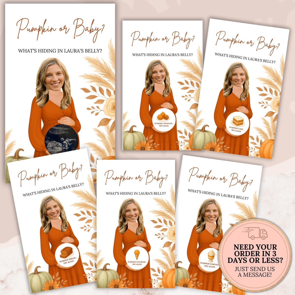 Custom Little Pumpkin Baby Shower Scratch Off Game Fall Pumpkin Themed Baby Shower Game Funny Fall In Love Activity Printed Boho Fun FALL01 - CÔTIER BRAND