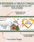 Personalized Pink Christmas Scratch Off Voucher Christmas Trip Reveal Scratch Ticket for Wife Girl Custom Xmas Voucher Ticket With Envelope