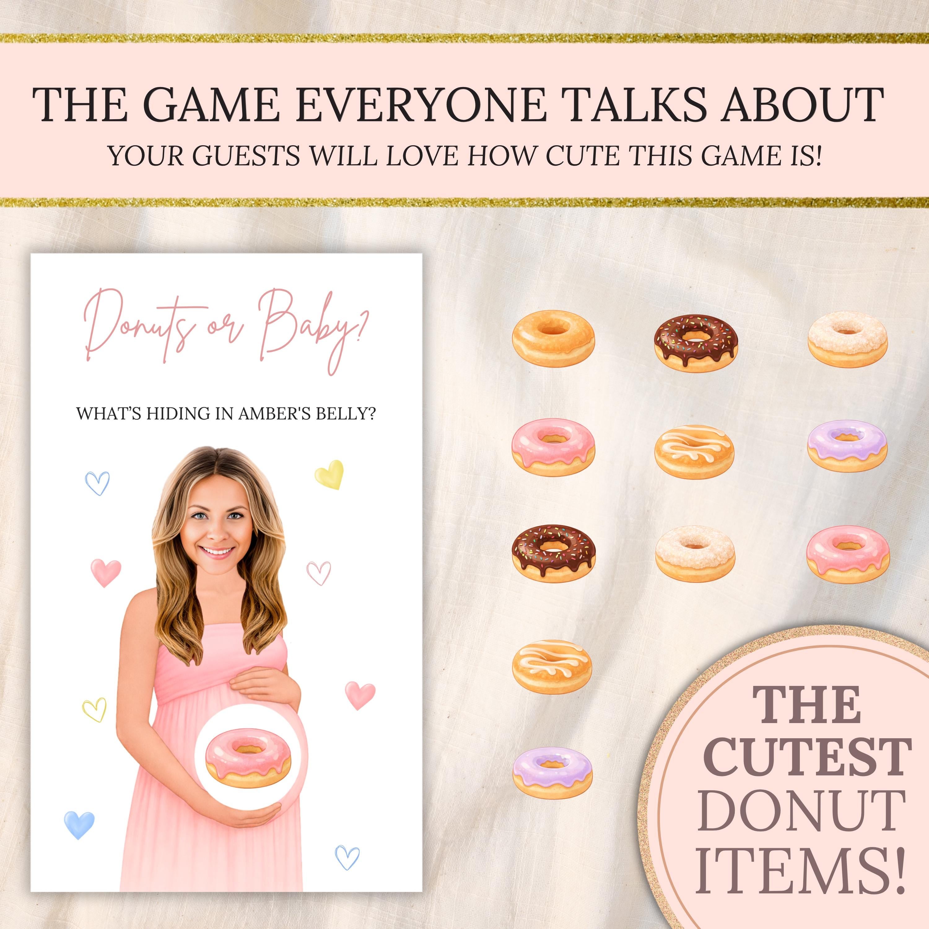 PRINTED + SHIPPED Donut Baby Sprinkle Game Donuts and Diapers Girl Pink Donuts or Baby Shower Game Sprinkled With Love Sweets