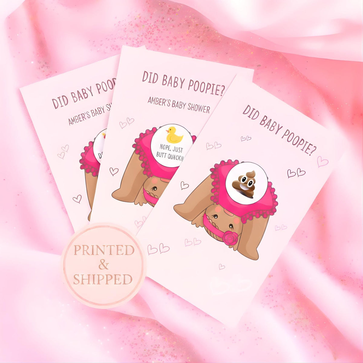 Pink Baby Shower Game Girl, Black Baby Shower Scratch Off Game Funny, Fun Did Baby Poopie Party Game, Unique Black Baby Shower Games Coed - CÔTIER BRAND
