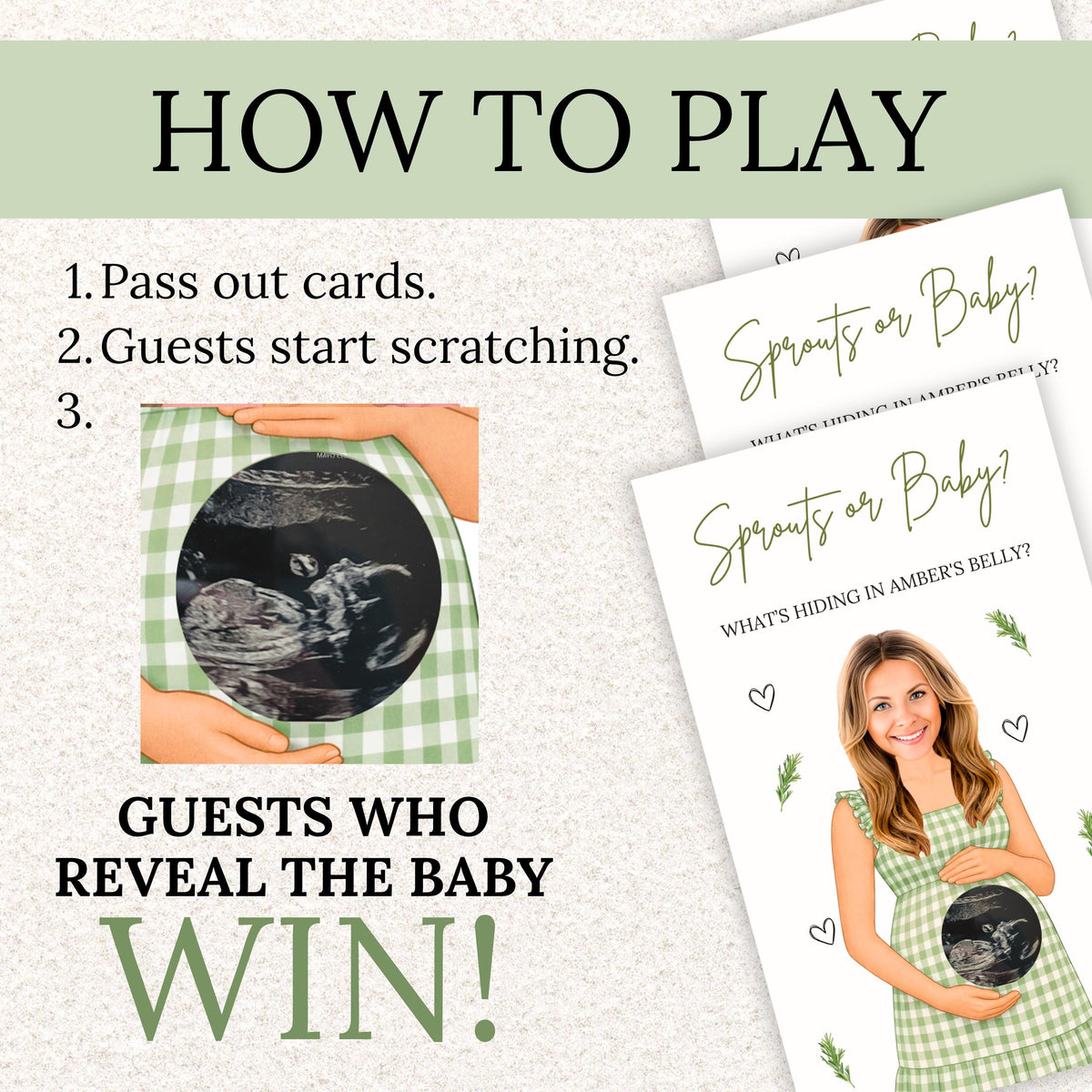 PRINTED + SHIPPED Garden Baby Shower Scratch Off Game Produce or Baby Neutral Boho Farmer's Market Baby Shower Lil Sprout Theme - CÔTIER BRAND