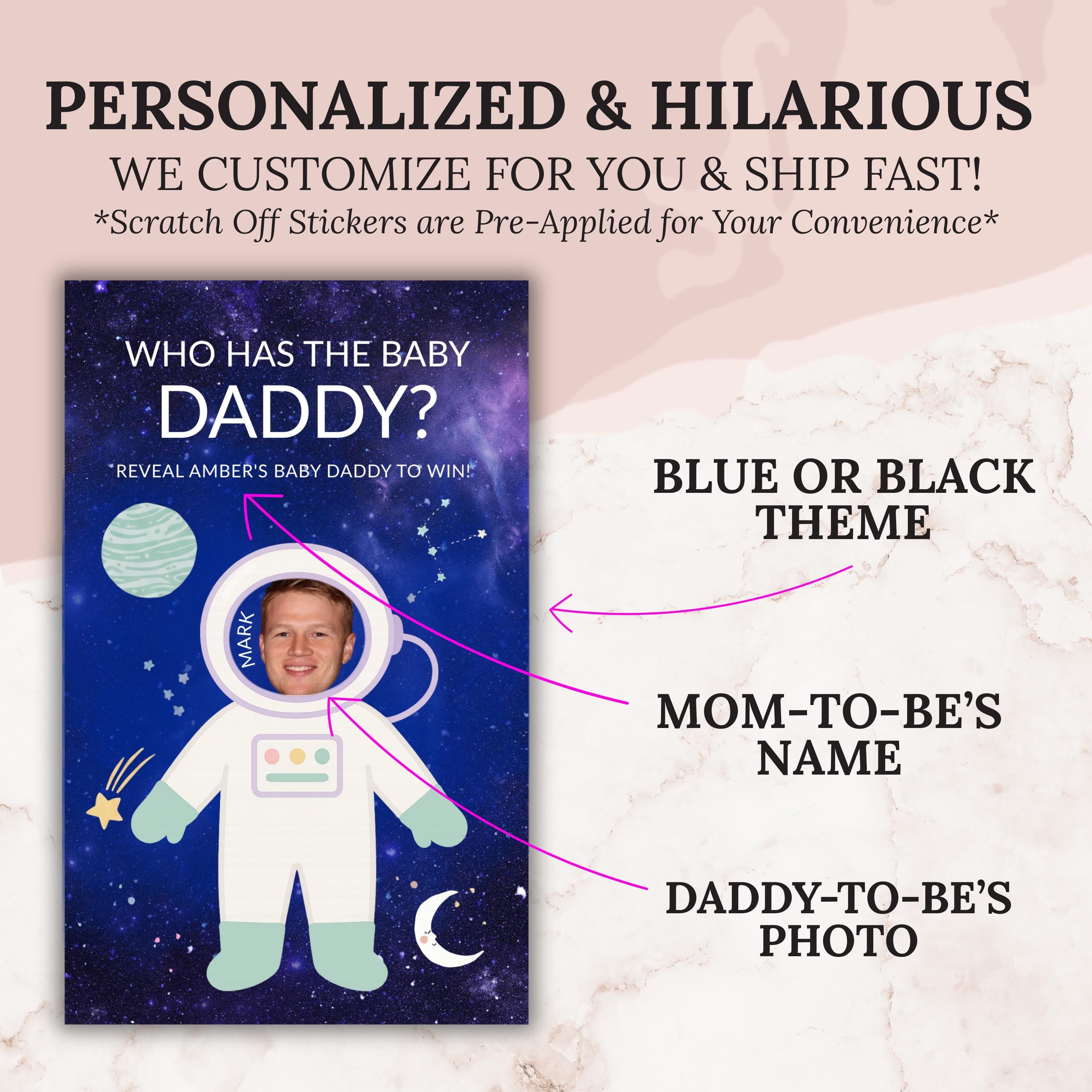 Baby Shower Game Outer Space Themed Scratch Off Game Celebrity Who Has The Baby Daddy Scratch Off Game Printed Planet Stars Astronaut Galaxy