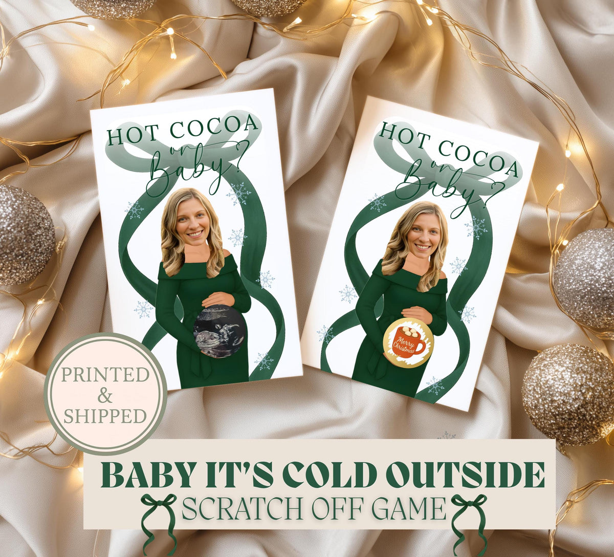 Personalized Baby It's Cold Outside Baby Shower Game Boy Winter Baby Shower Green Christmas Themed Baby Shower Scratch Off Game Coquette Bow - CÔTIER BRAND