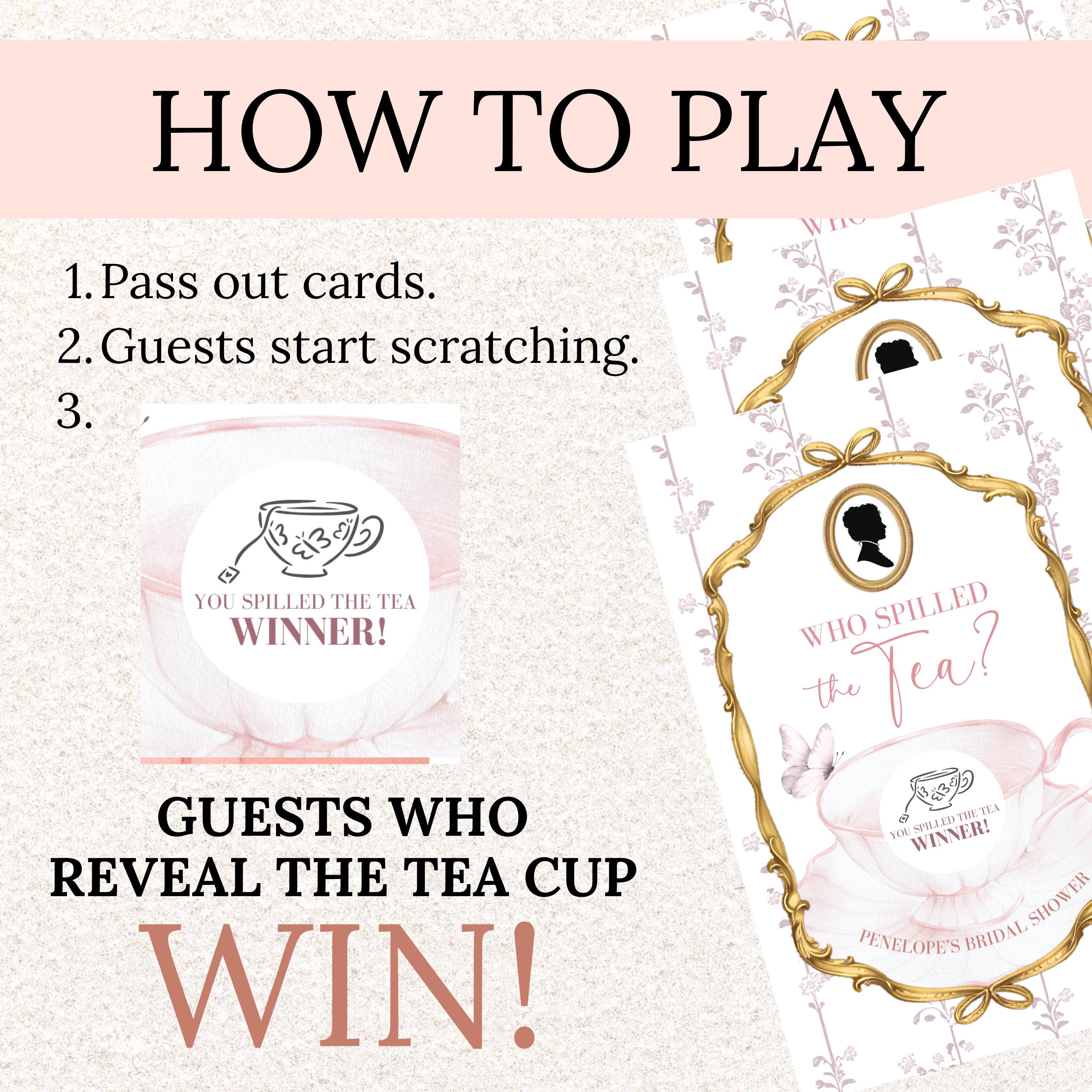PRINTED + SHIPPED Vintage Victorian Bridal Shower Scratch Off Game Purple High Tea Bridal Shower Game Lilac Bridal Shower Tea Party Custom
