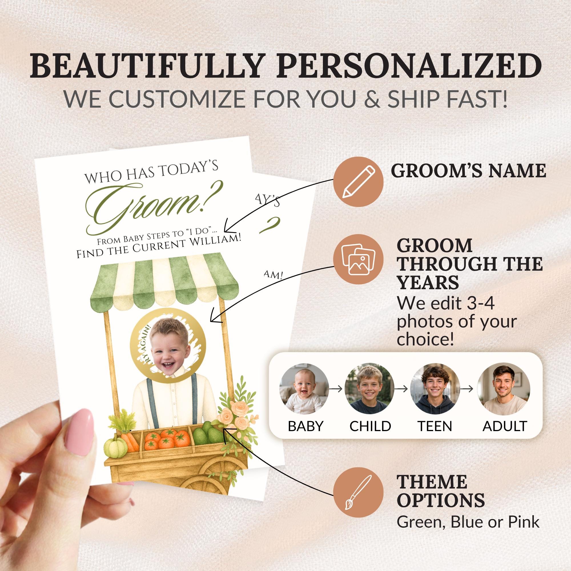 Pink Bridal Shower Game Fresh Off the Market Who Has Today's Groom Bridal Shower Scratch Off Game Farmer's Market Stand, PRINTED + SHIPPED - CÔTIER BRAND