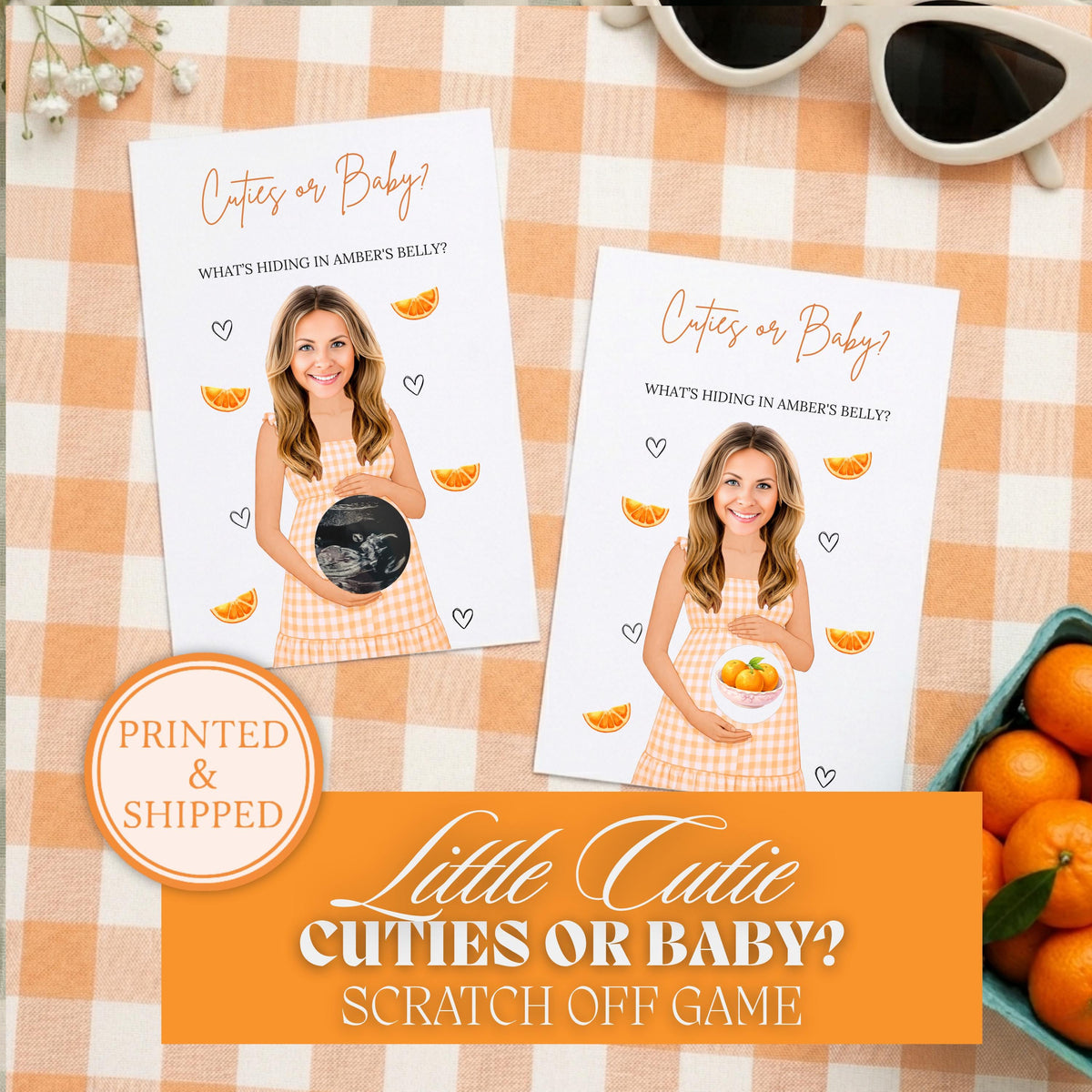 Custom Little Cutie Baby Shower Game Orange Baby Shower