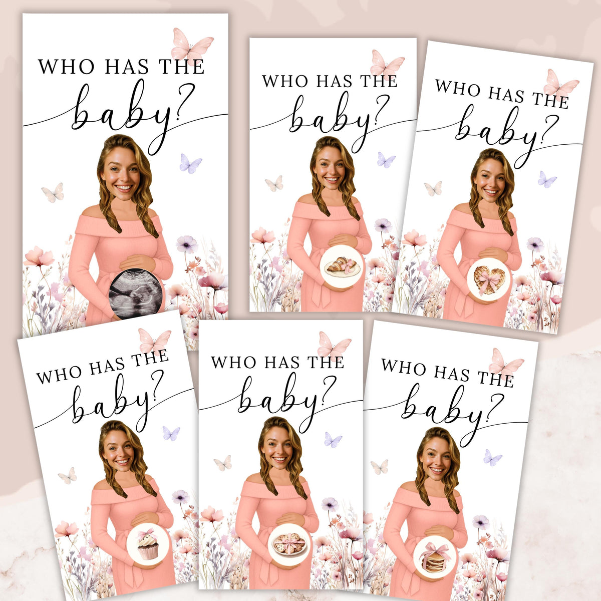 Personalized Wildflower Baby Shower Scratch Off Game Purple and Pink Floral Baby Shower Game Butterflies Printed Who Has The Baby Watercolor - CÔTIER BRAND