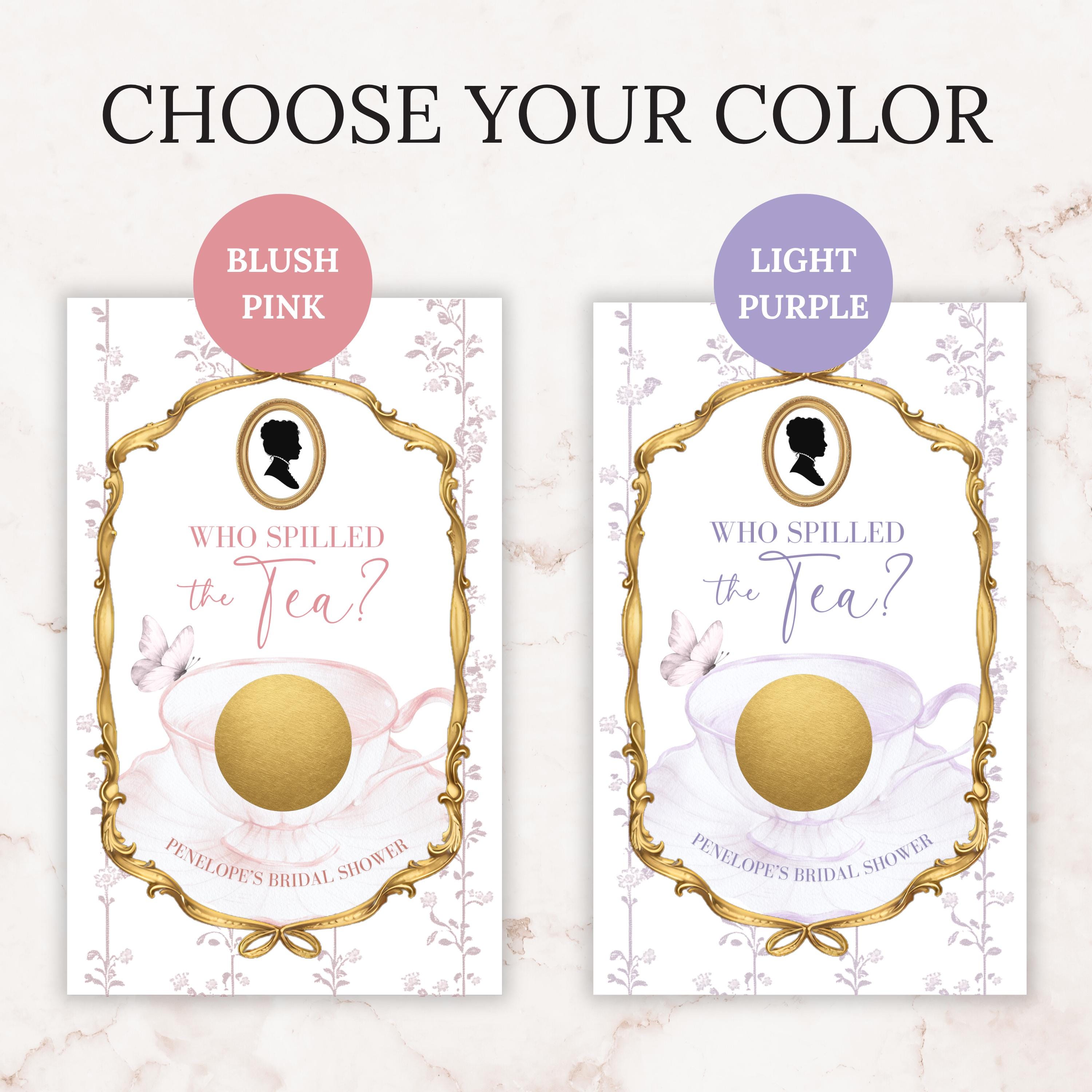 PRINTED + SHIPPED Vintage Victorian Bridal Shower Scratch Off Game Purple High Tea Bridal Shower Game Lilac Bridal Shower Tea Party Custom
