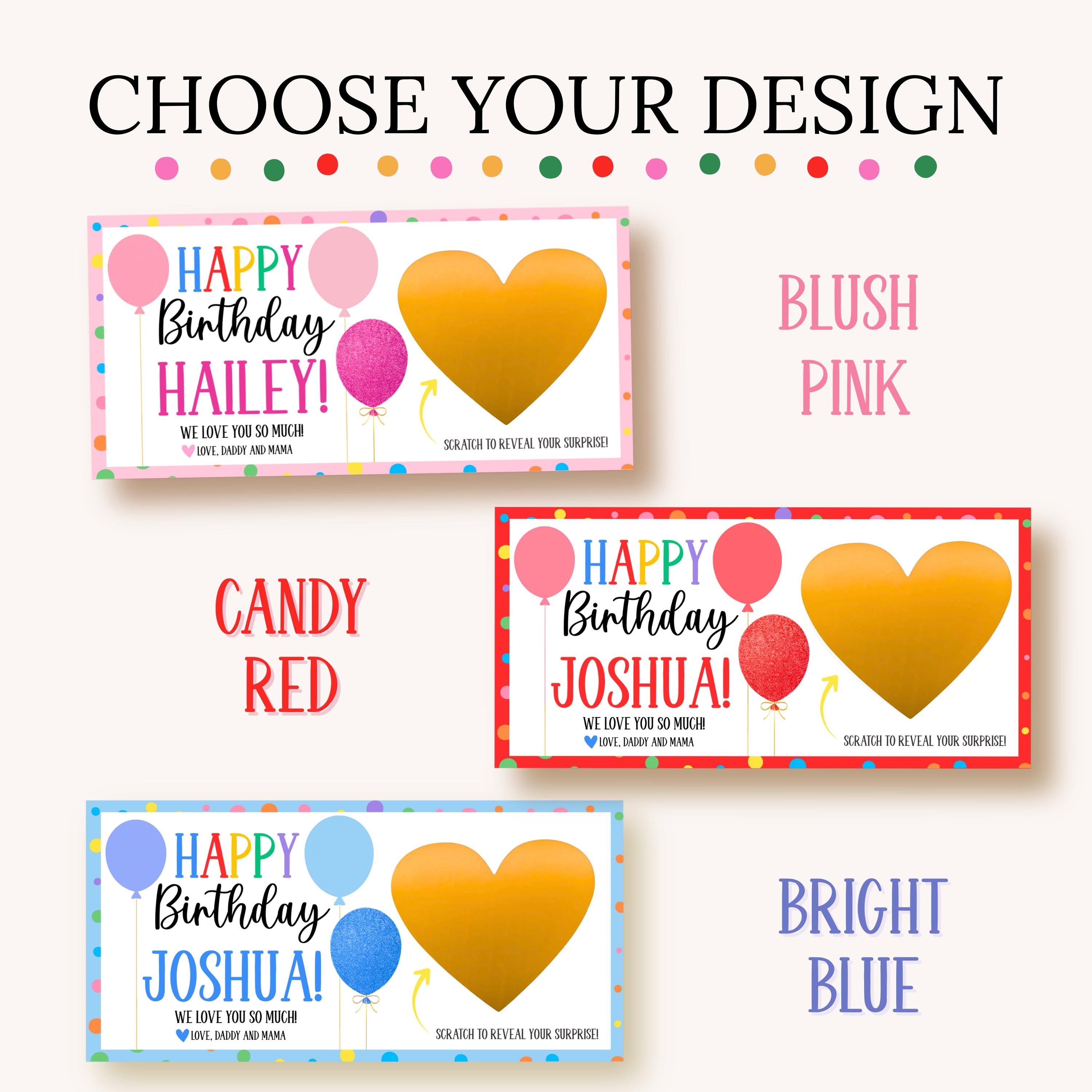 Personalized Happy Birthday Gift Voucher Scratch Off Ticket Surprise Birthday Reveal Card Boys Girls Husband Wife Coworker Teens Experiences
