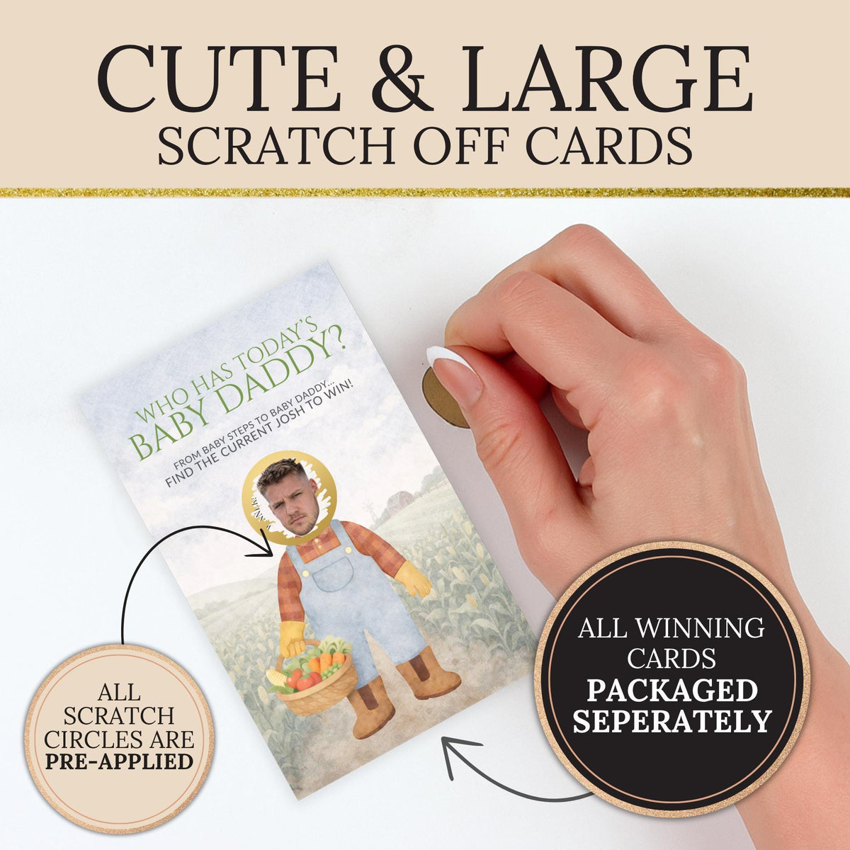 Locally Grown Baby Shower Game Neutral Farmer's Market Baby Shower Scratch Off Game Who Has Today's Baby Daddy? Market Theme Unique - CÔTIER BRAND