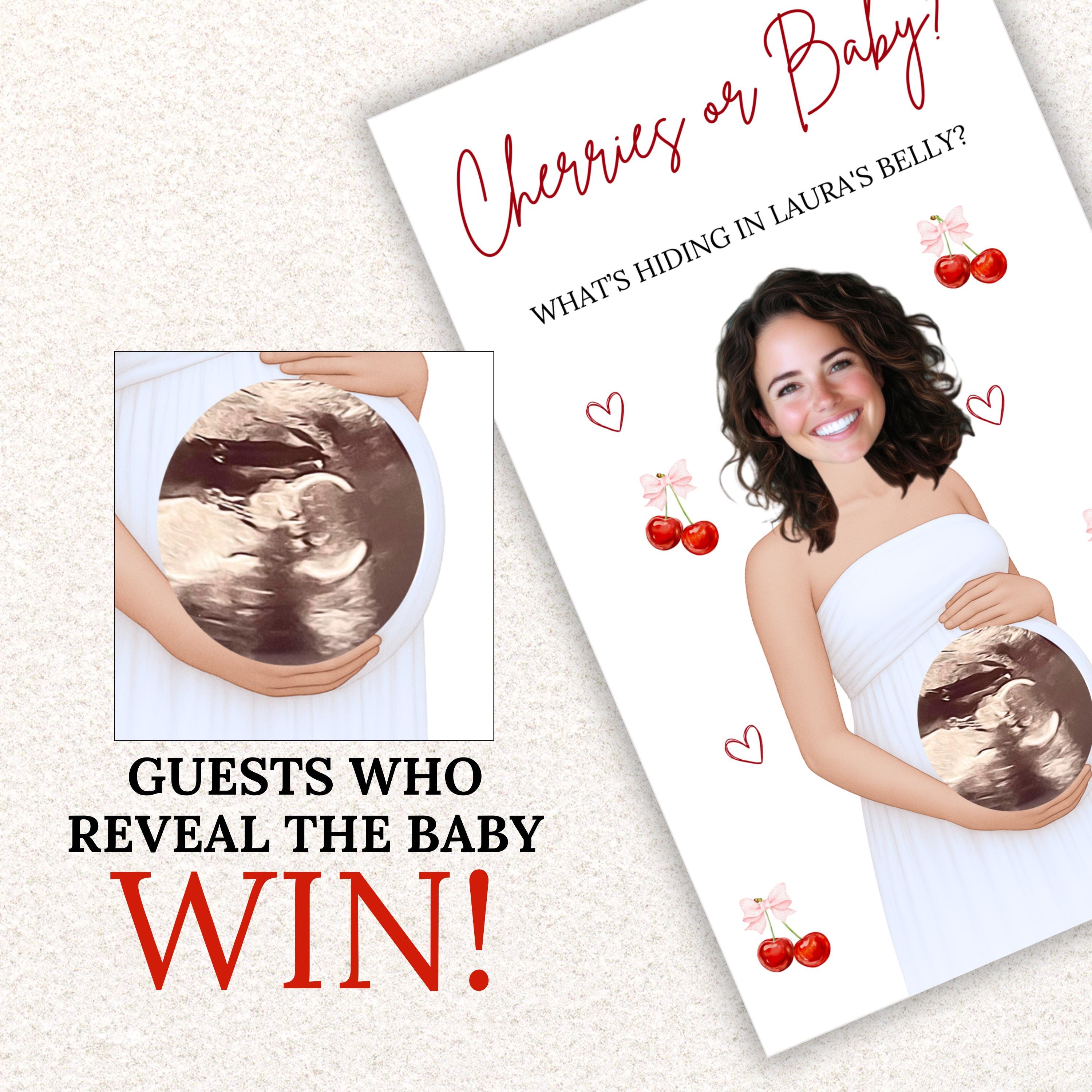 Custom Cherry On Top Baby Shower Game Cherry Themed Baby Shower Scratch Off Game Funny She's The Cherry On Top Party Game Cherries or Baby?