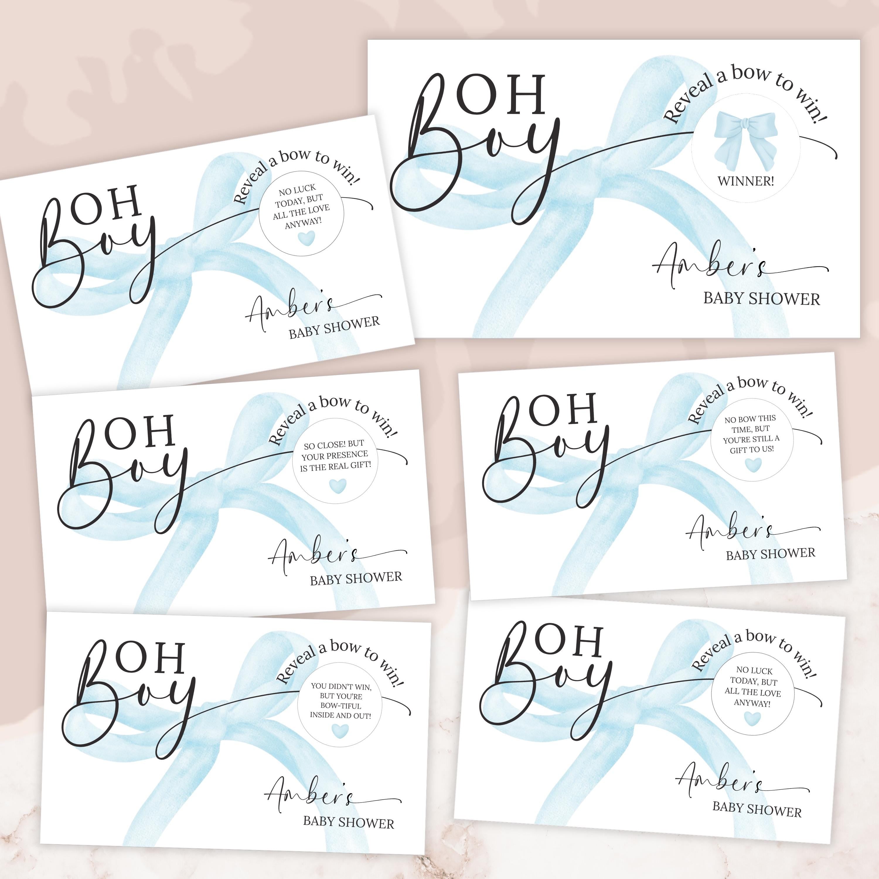 multiple instances of the text "OH BOY" in various styles and sizes, along with the word "Amber" written below it. The text appears to be part of a design or branding for a baby shower event, with the word "Amber's" indicating the name of the baby shower.