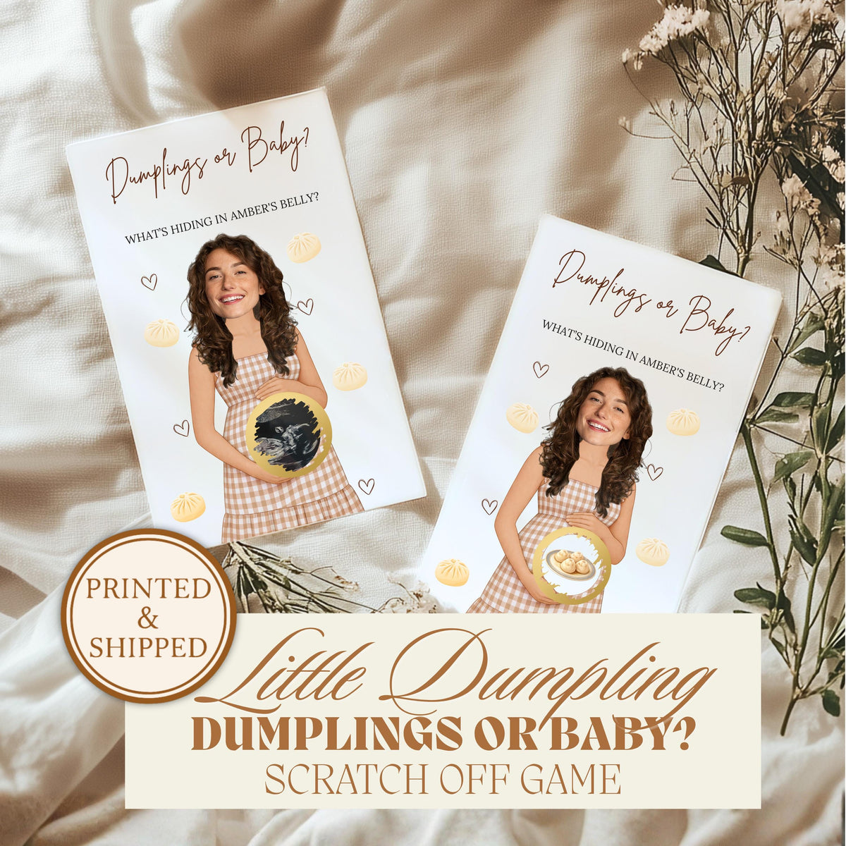 PRINTED + SHIPPED A Little Dumpling Baby Shower Game Dumplings or Baby Gender Neutral Dim Sum Baby Shower Scratch Off Game Bao Activity - CÔTIER BRAND