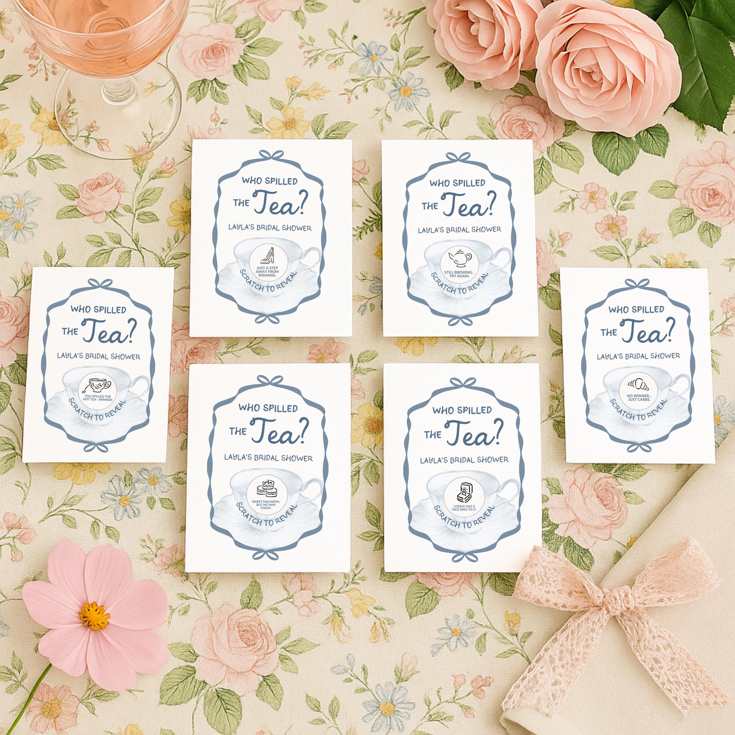 Bridal Shower Game Tea Party Bridal Shower Scratch Off Game Who Spilled The Tea Themed Sage Green Wedding Shower Par-Tea Bride To Be TEA6
