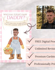Custom Locally Grown Boy Baby Shower Game, Blue Gingham Farmer's Market Theme Who Has Today's Baby Daddy? Scratcher Activity
