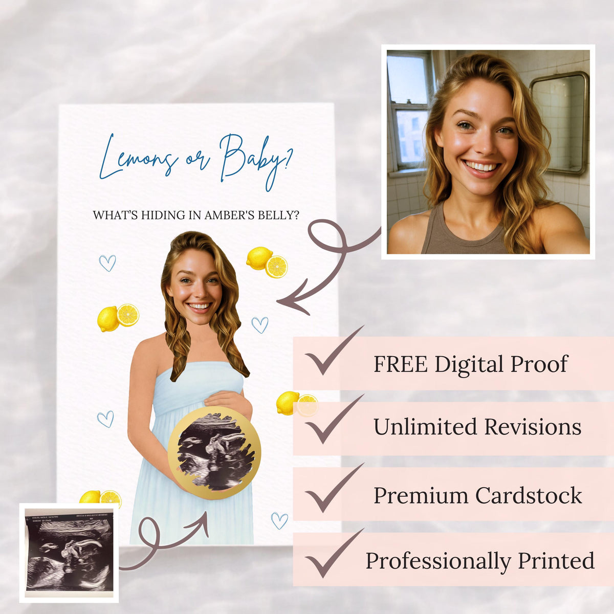Custom Mediterranean Baby Shower Game Amalfi Coast Baby Shower Scratch Off Game Lemons or Baby? Summer Italian Themed Yellow Blue Ciao - CÔTIER BRAND