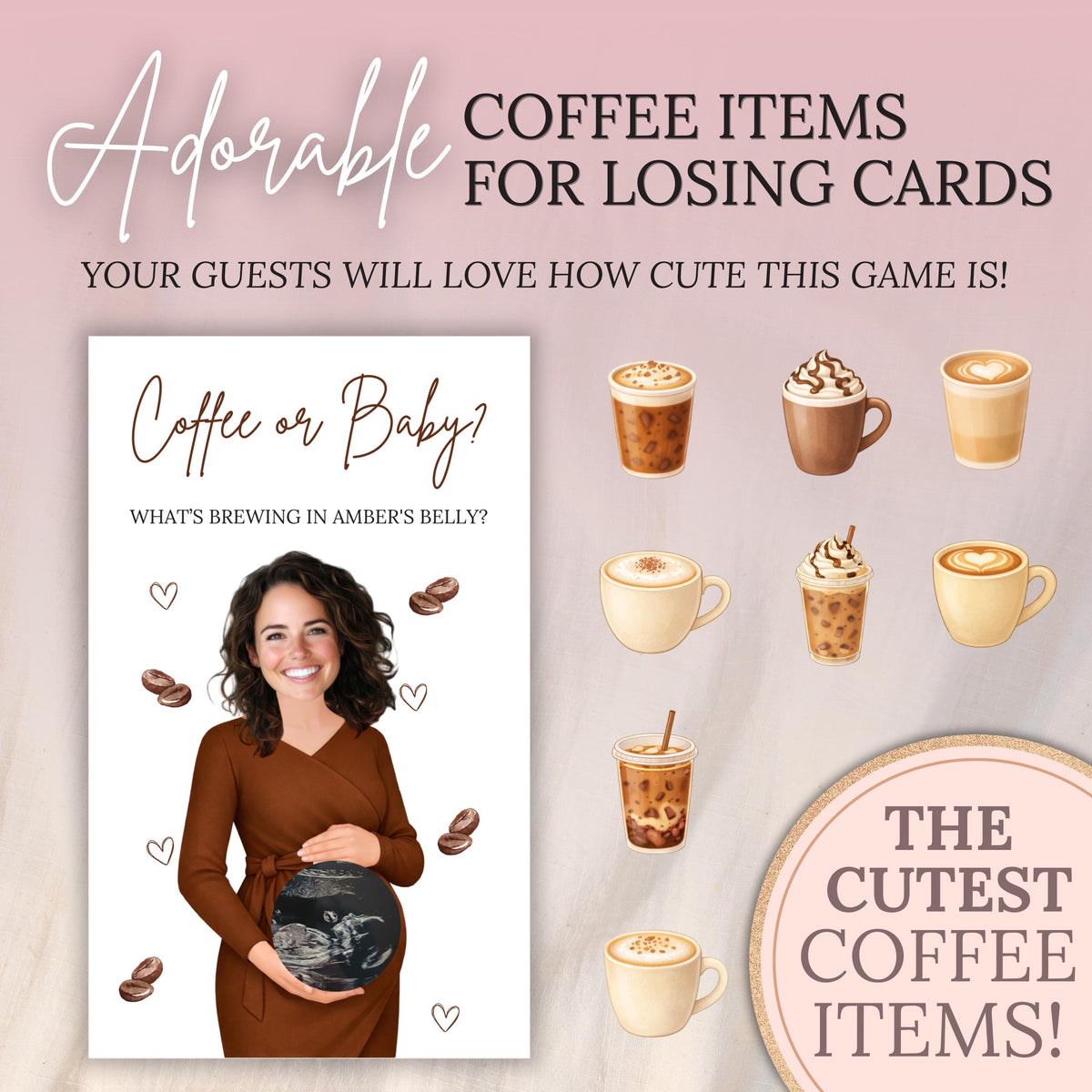 Personalized A Baby Is Brewing Baby Shower Scratch Off Game Coffee or Baby? Coffee Themed Baby Shower Game Cafe Bebe Our Little Bean Printed - CÔTIER BRAND