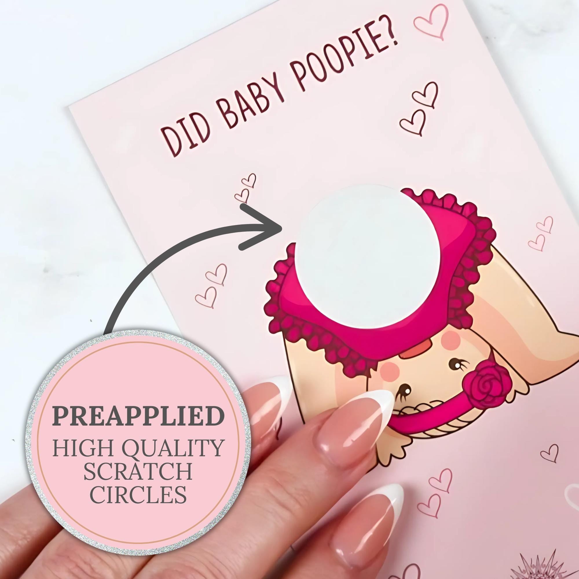 Funny Girl Baby Shower Scratch Off Game Cards Did Baby Poopie Baby Shower Game Ticket Scratcher Icebreaker Baby Girl Shower Party Activity