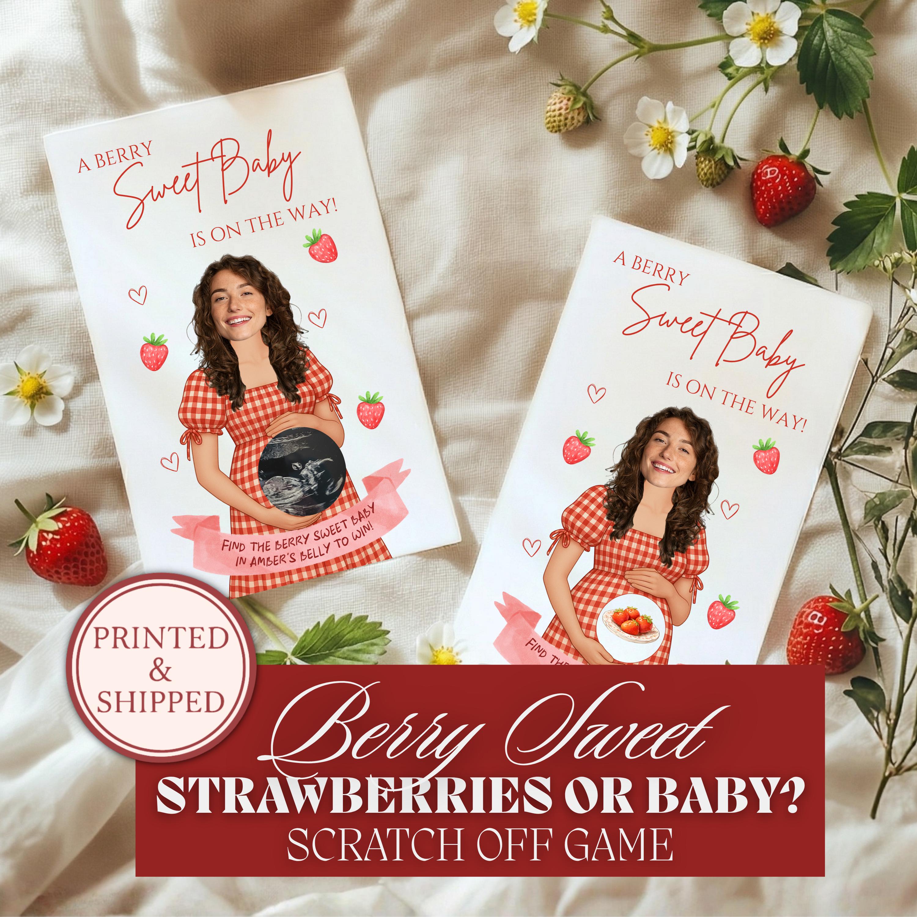 Baby Shower Scratch Off Game Strawberries or Baby? Custom Berry Sweet Baby Shower Scratch Off Tickets